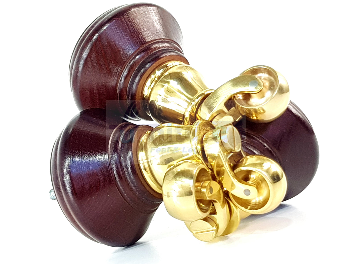 4x Antique Mahogany Wooden Furniture Sofa Legs M8 With Castors Replacment Chair Settee Feet 115mm - 125mm High