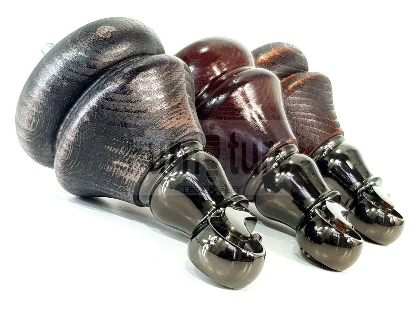 Set Of 4 Turned Furniture Wood Feet With Black Castors 140mm Sofas Chairs Settee Cabinets Beds M8(8mm)