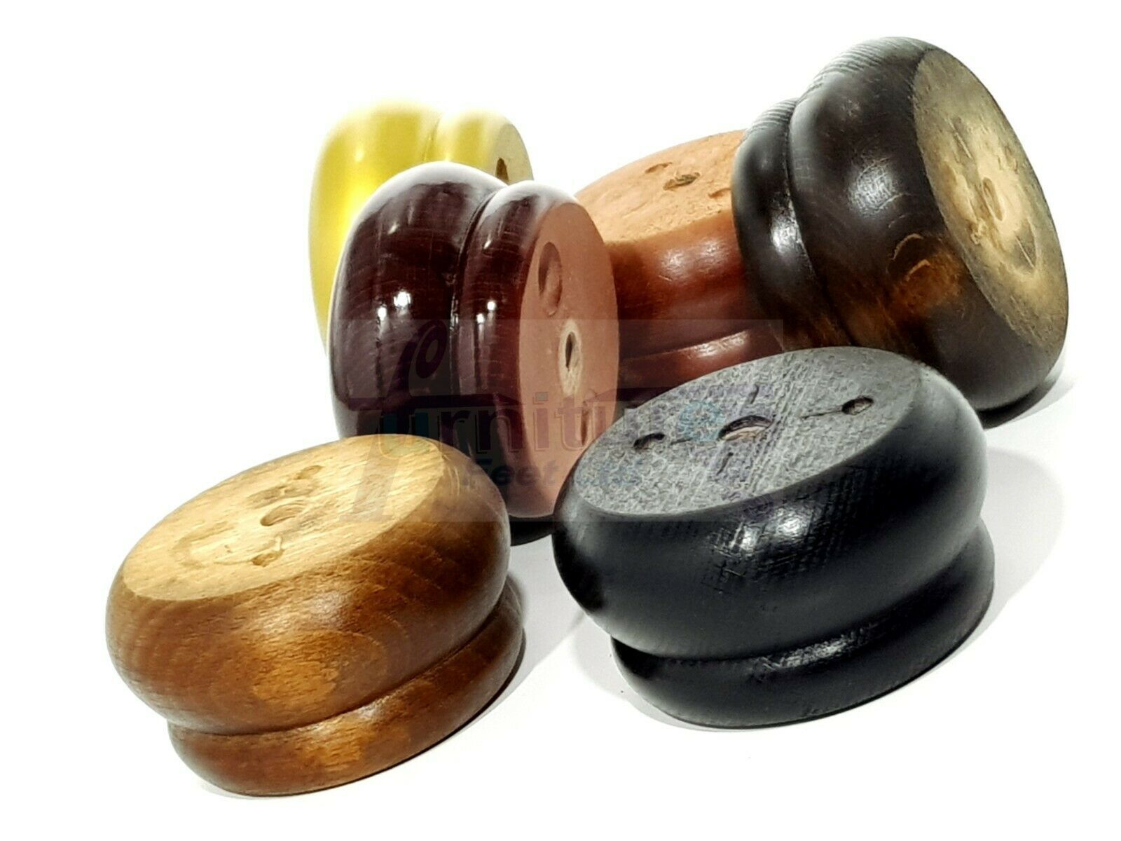 4 Turned Wood Furniture Legs Chair Sofa Stool Bed Replacement Bun Feet 50mm High