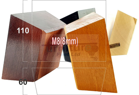 4x Square Wood Sofa Legs 60mm High Replacement Furniture Feet Chairs Cabinets M8