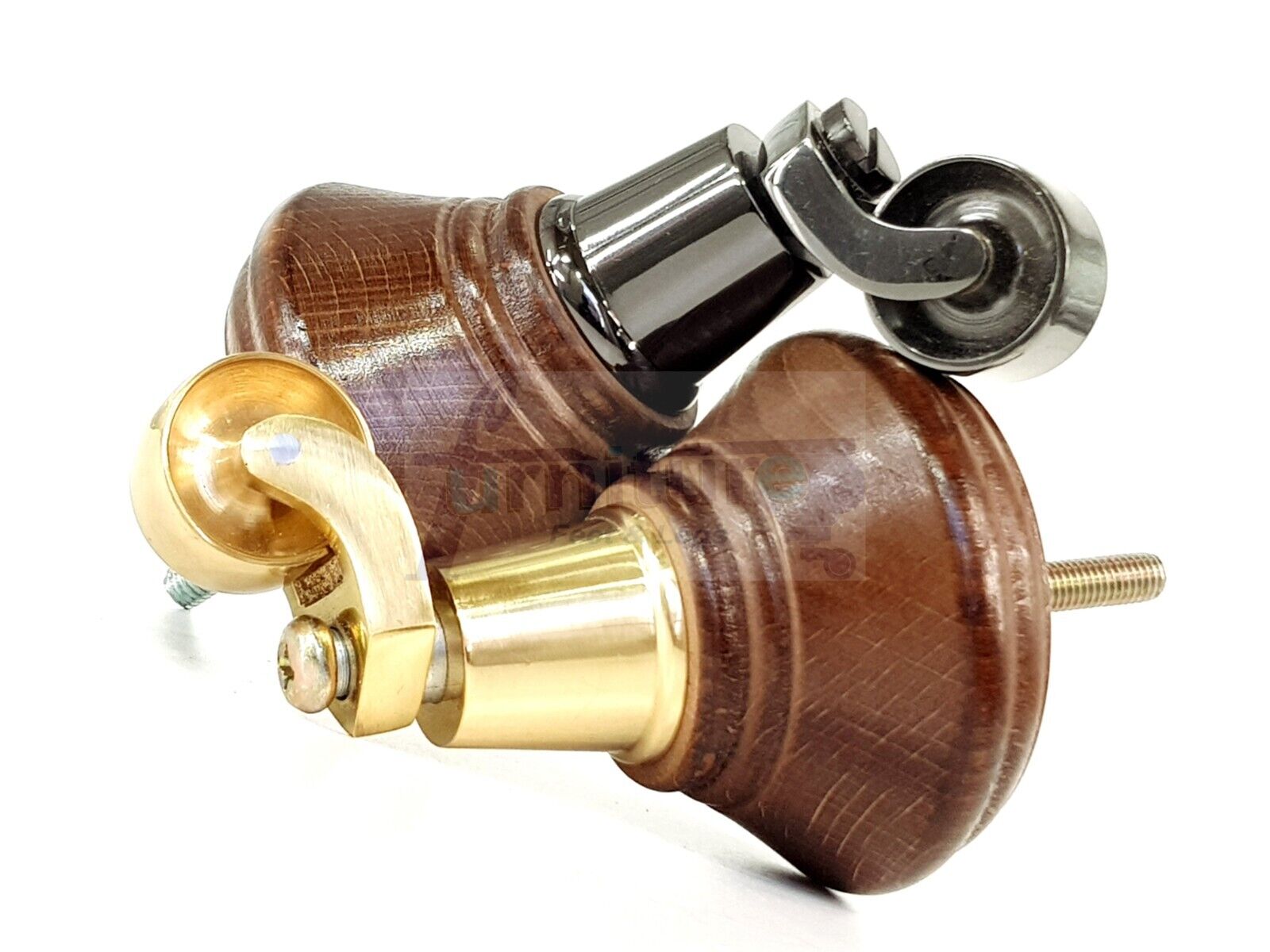 4x Antique Mahogany Stain Wooden Furniture Sofa Legs M8 With Castors Replacment Chair Settee Feet 115mm - 125mm High