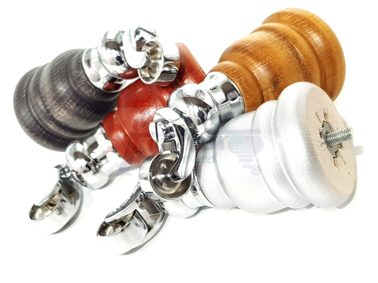 4 Turned Wood Furniture Feet With Chrome Cauldron Castors 155mm Legs Sofas Chairs Stools Cabinets Beds M8 6 Inches