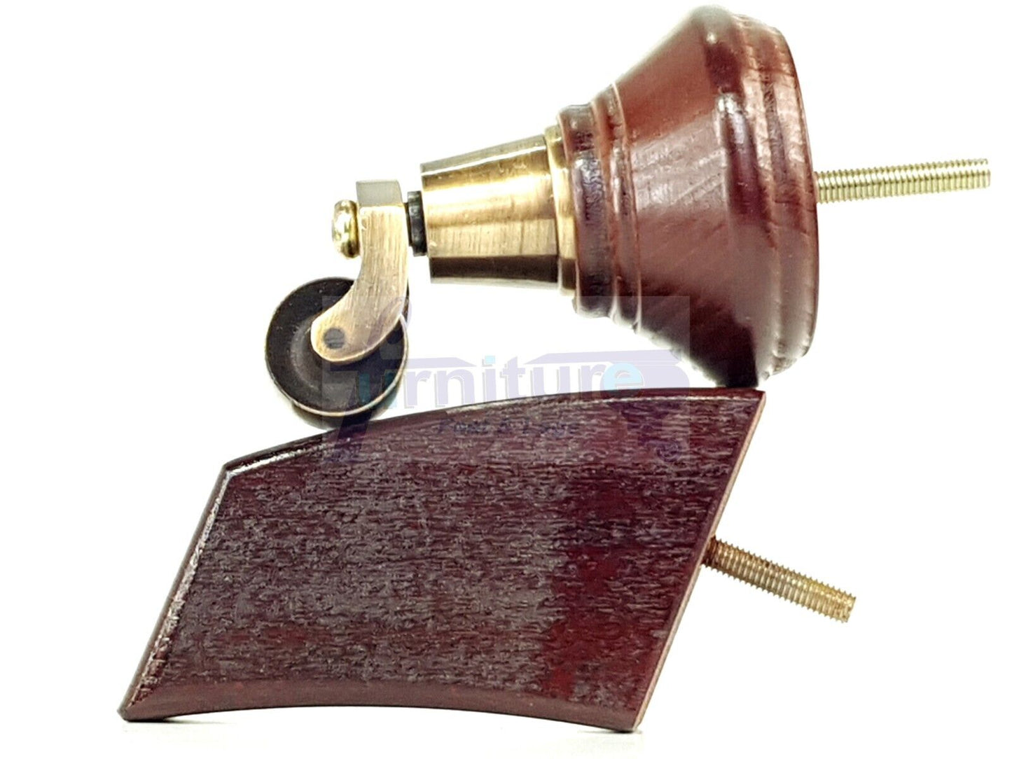 2 Antique Mahogany Wood Furniture Sofa Feet With Castor 125mm & 2 Curved Legs Chair Settee 100mm High M8