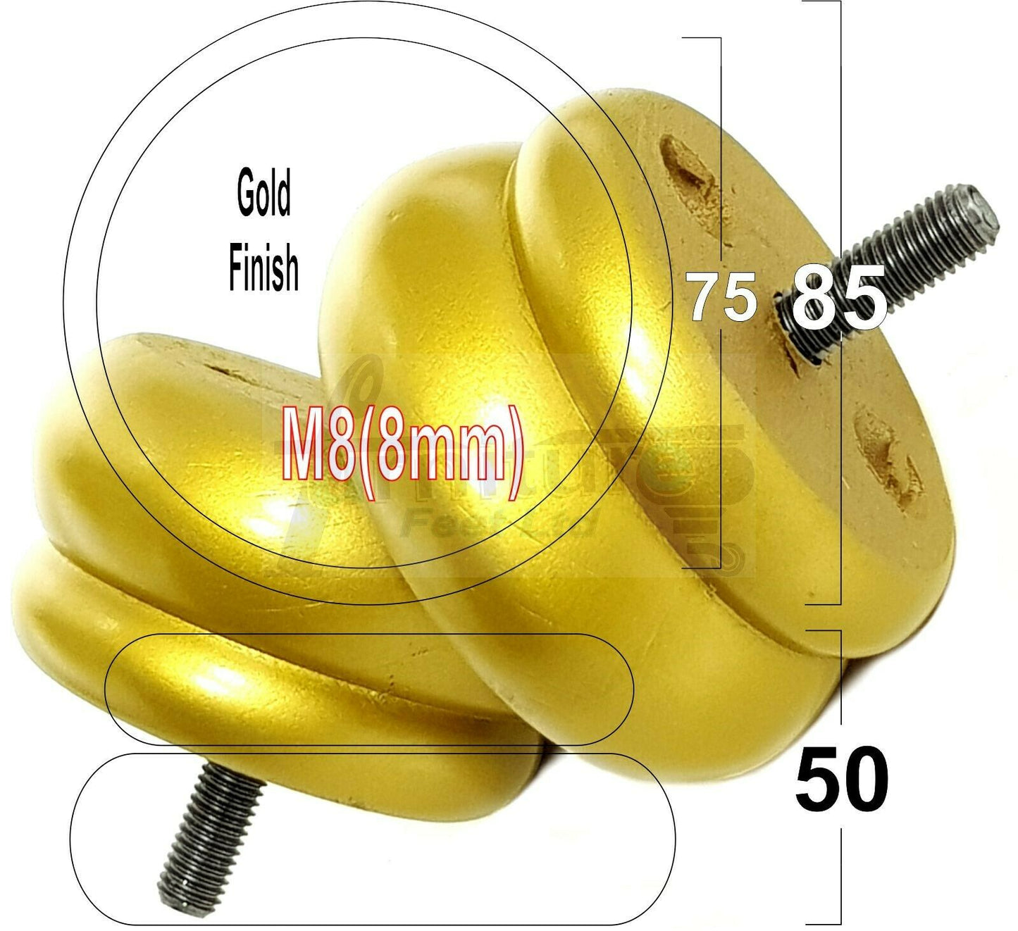 Set Of 4 Turned Wooden Furniture Legs Replacement Bun Feet 50mm High 8mm Thread