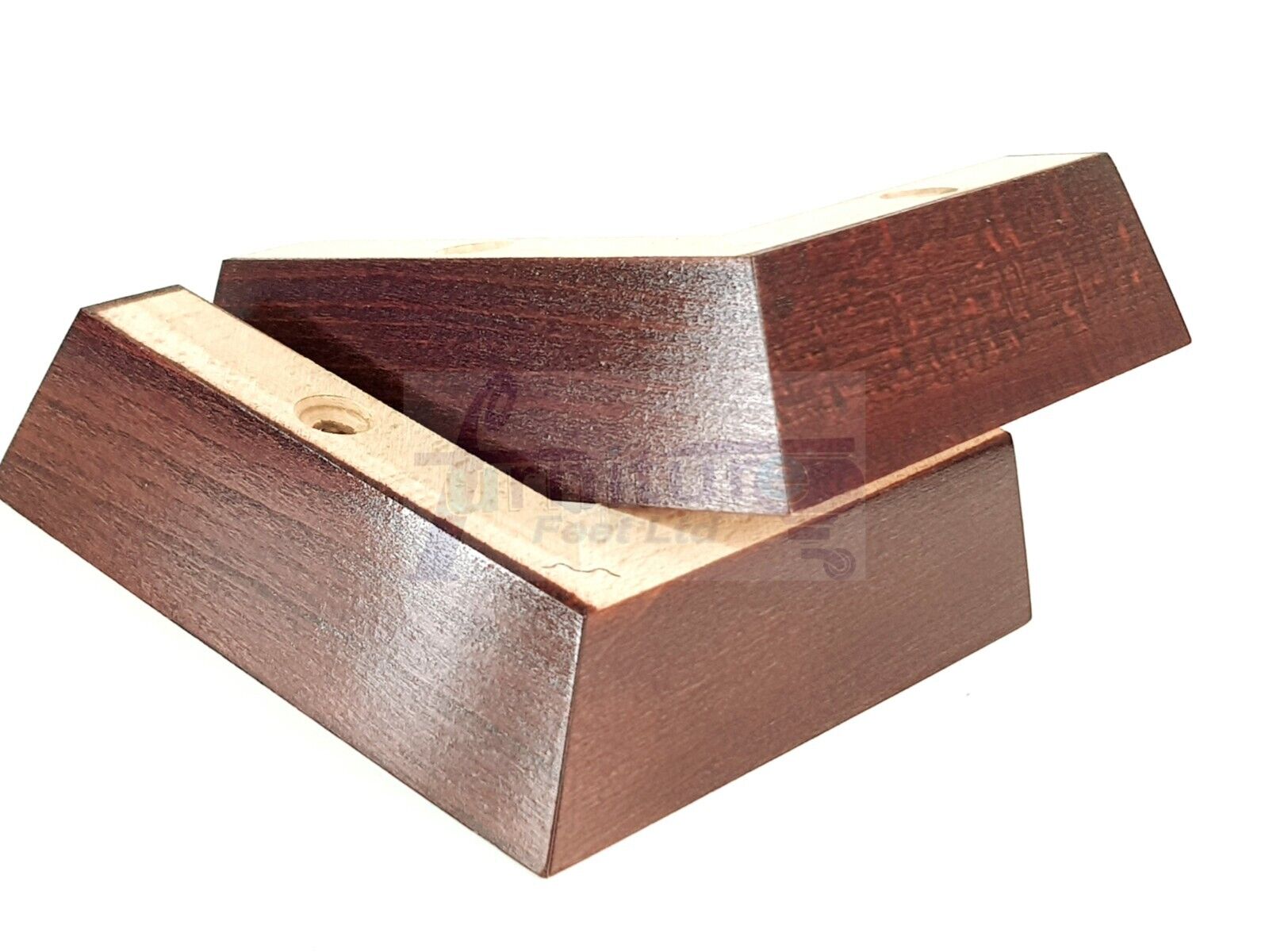 4 Wood Corner Mahogany Furniture Legs 40mm High Replacement Sofa Chair Feet (Self Fix)