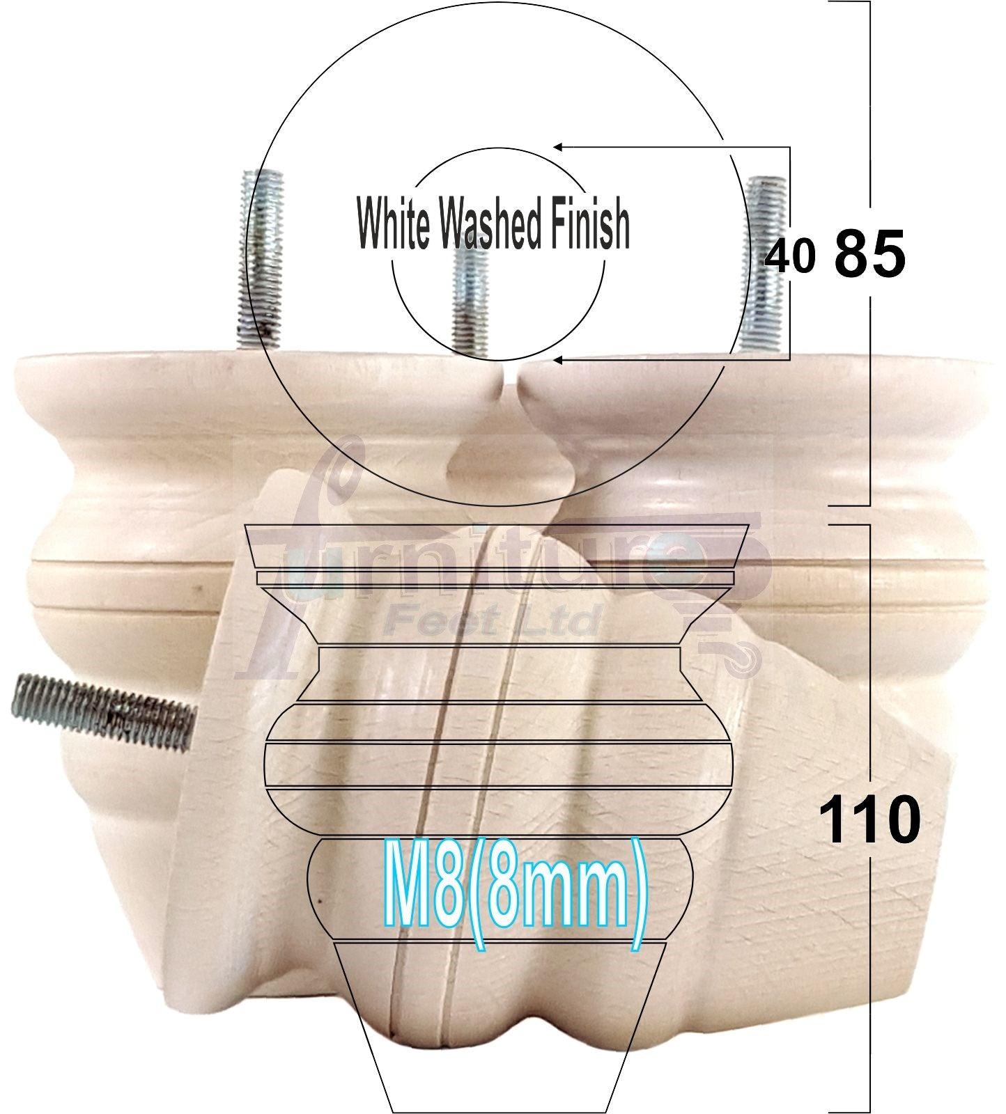 4x Turned Wood Furniture Legs Replacement Feet 110mm High Multiple Colours Chairs Stools Sofa's Beds Settee Cabinets M8