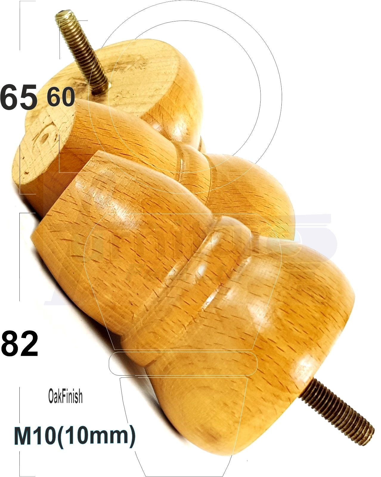 4x Turned Wood Repacement Furniture Legs M10 Thread Sofa Chair Settee Feet 82mm