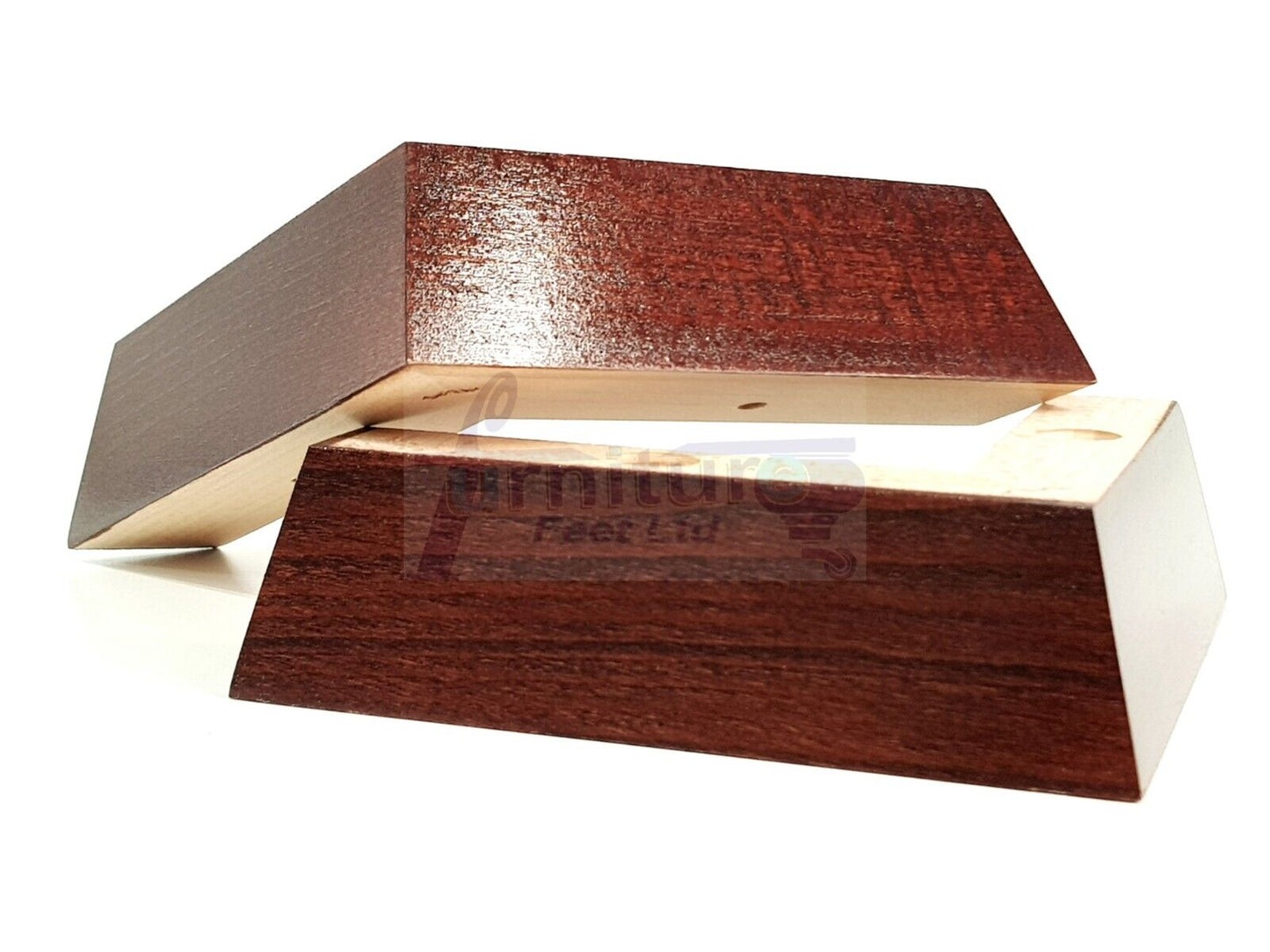 4 Wood Corner Mahogany Furniture Legs 40mm High Replacement Sofa Chair Feet (Self Fix)