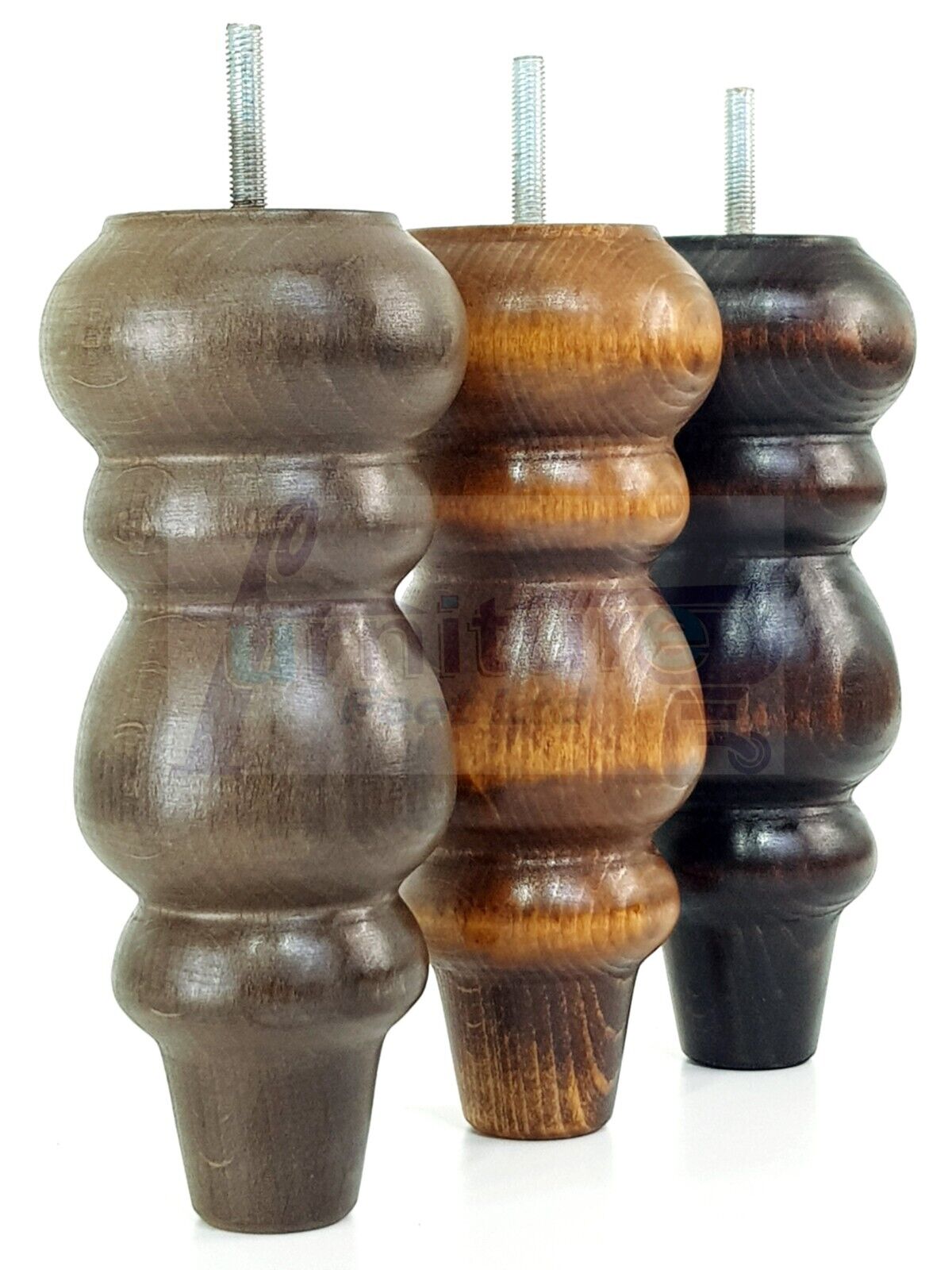 Solid Wood Furniture Feet Replacement Turned Legs 200mm High Chairs Stools Sofa's Beds Settee Cabinets M8 Various Colours Set of 4