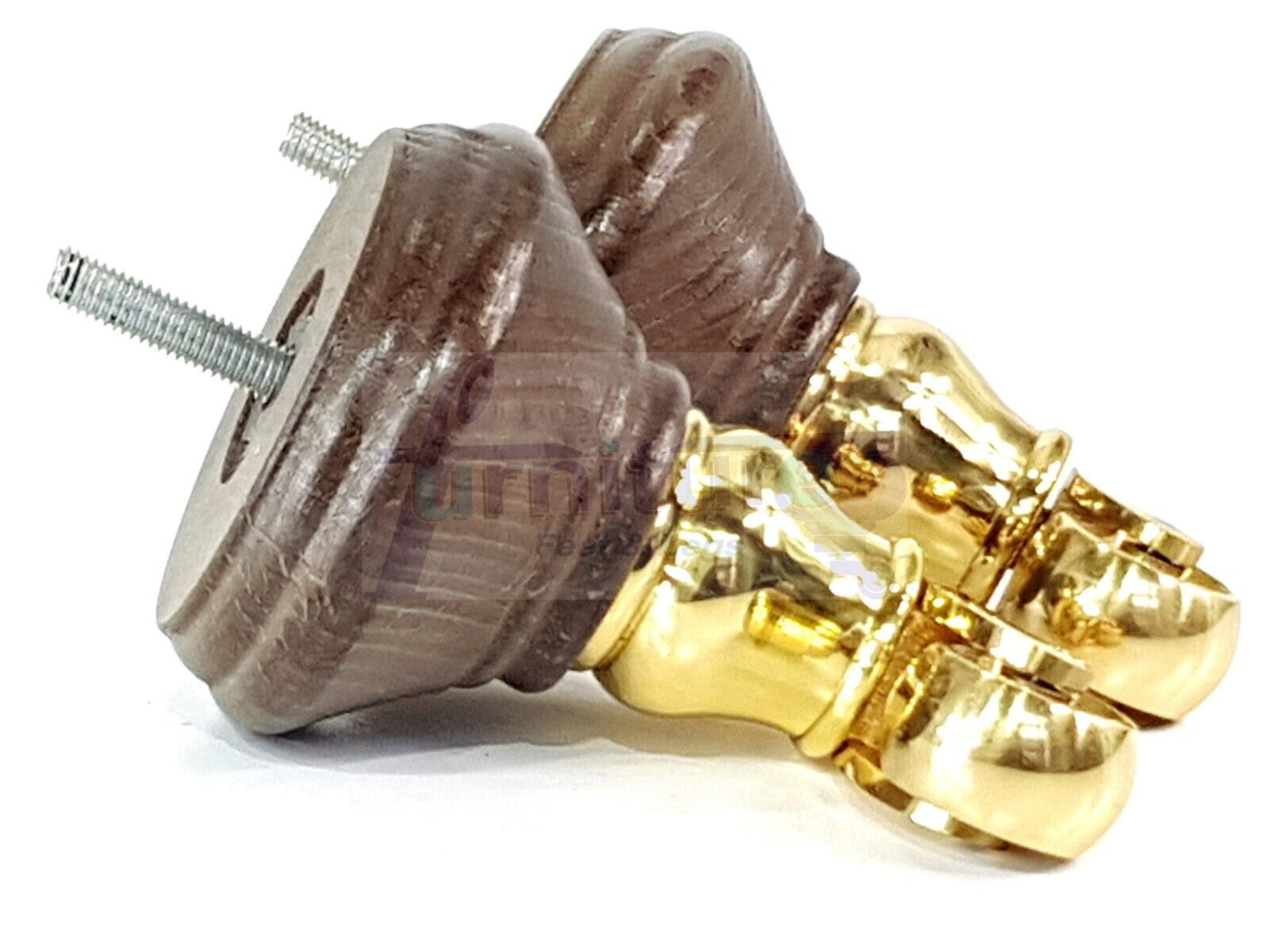 4x Antique Brown Stain Wooden Furniture Sofa Legs M8 With Castors Replacment Chair Settee Feet 115mm - 125mm High