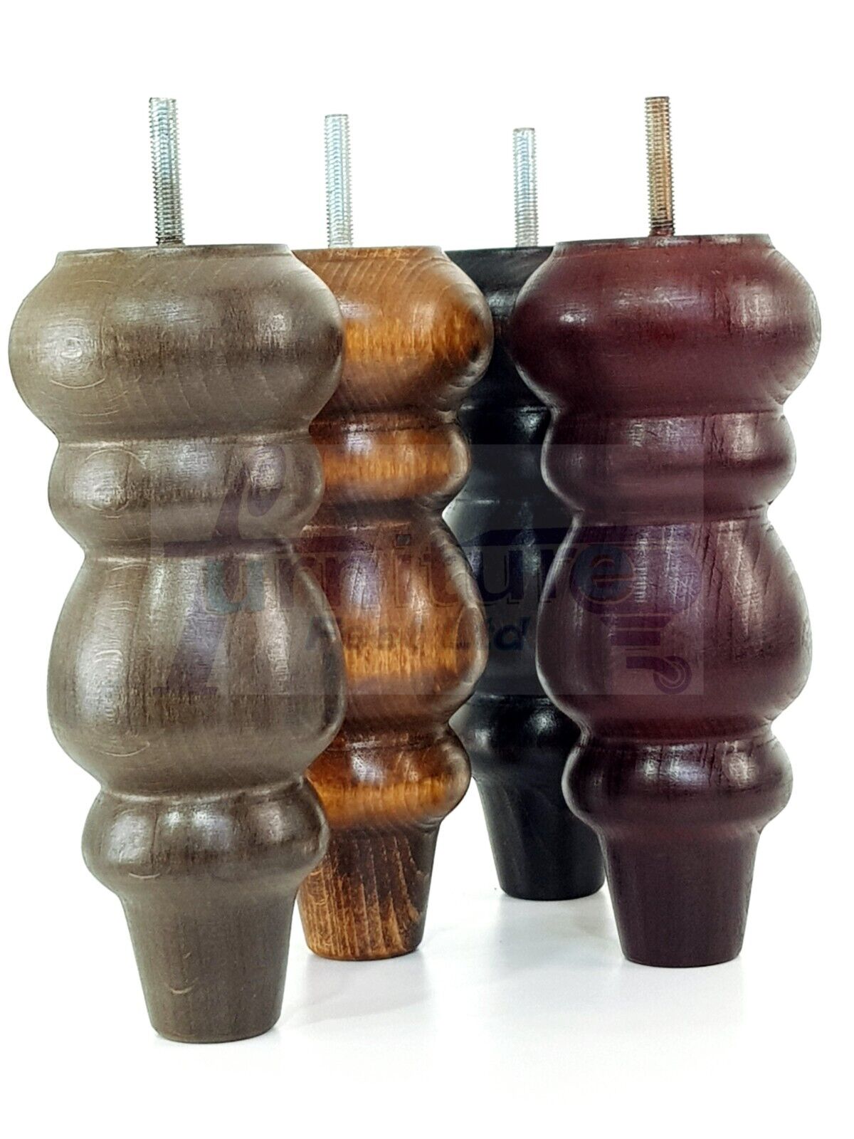 Solid Wood Furniture Feet Replacement Turned Legs 200mm High Chairs Stools Sofa's Beds Settee Cabinets M8 Various Colours Set of 4