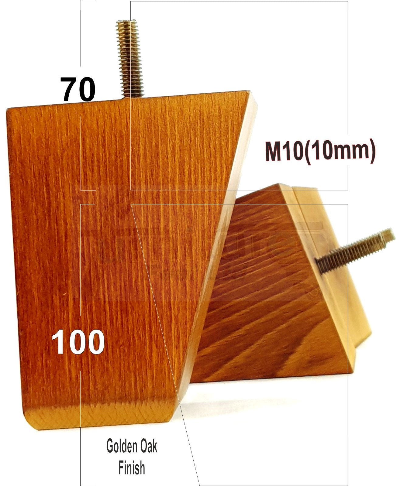 4x Angled Block Wood Sofa Legs 100mm High Replacement Furniture Feet Chairs Cabinets M10 Thread
