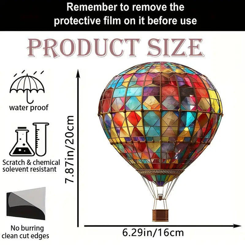 Large Hot Air Balloon Stained Acrylic Suncatcher Rainbow Window Garden Hanging Decoration Nature Animal Lovers