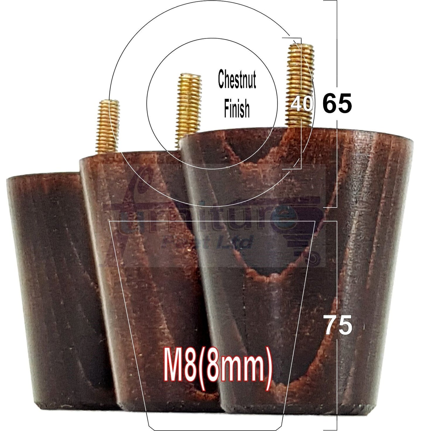 4x Solid Wood Turned Furniture Legs Replacement Bun Feet 75mm High Chairs Stools Sofa's Beds Settee M8