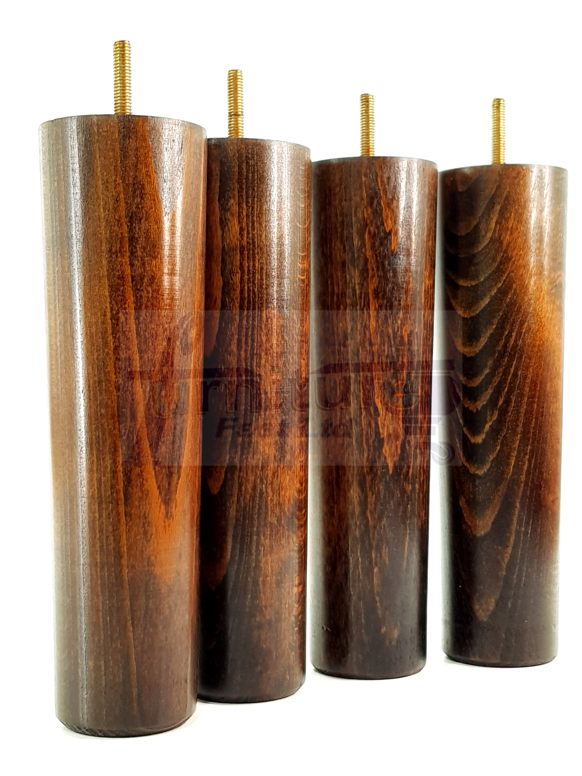 4 Furniture Legs Replacement Feet 230mm Chairs Settee & Cabinets M8 Thread Dark Walnut Washed