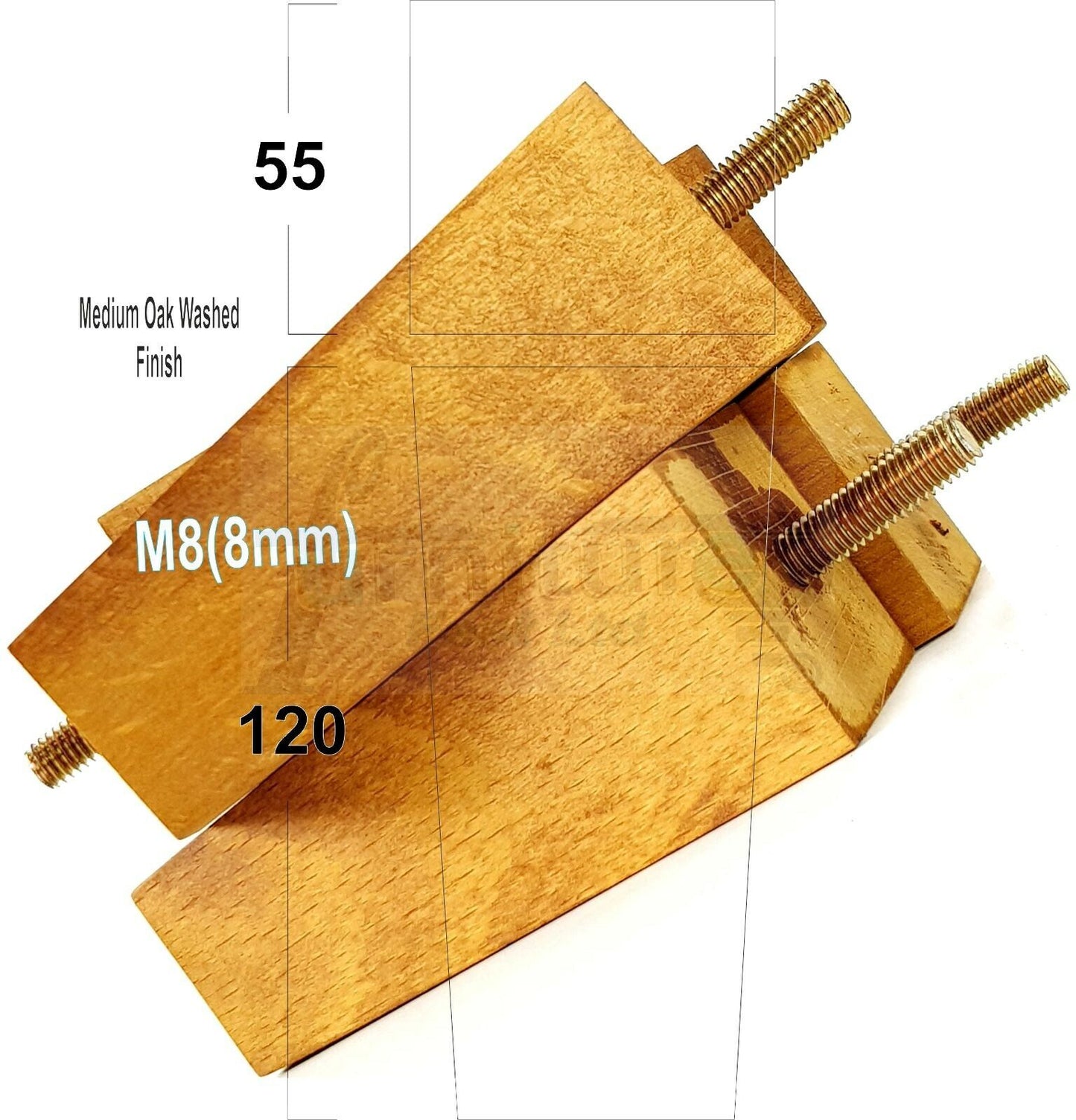 4x Solid Wood Furniture Legs Chair Settee Replacement Feet 120mm High 8mm Thread