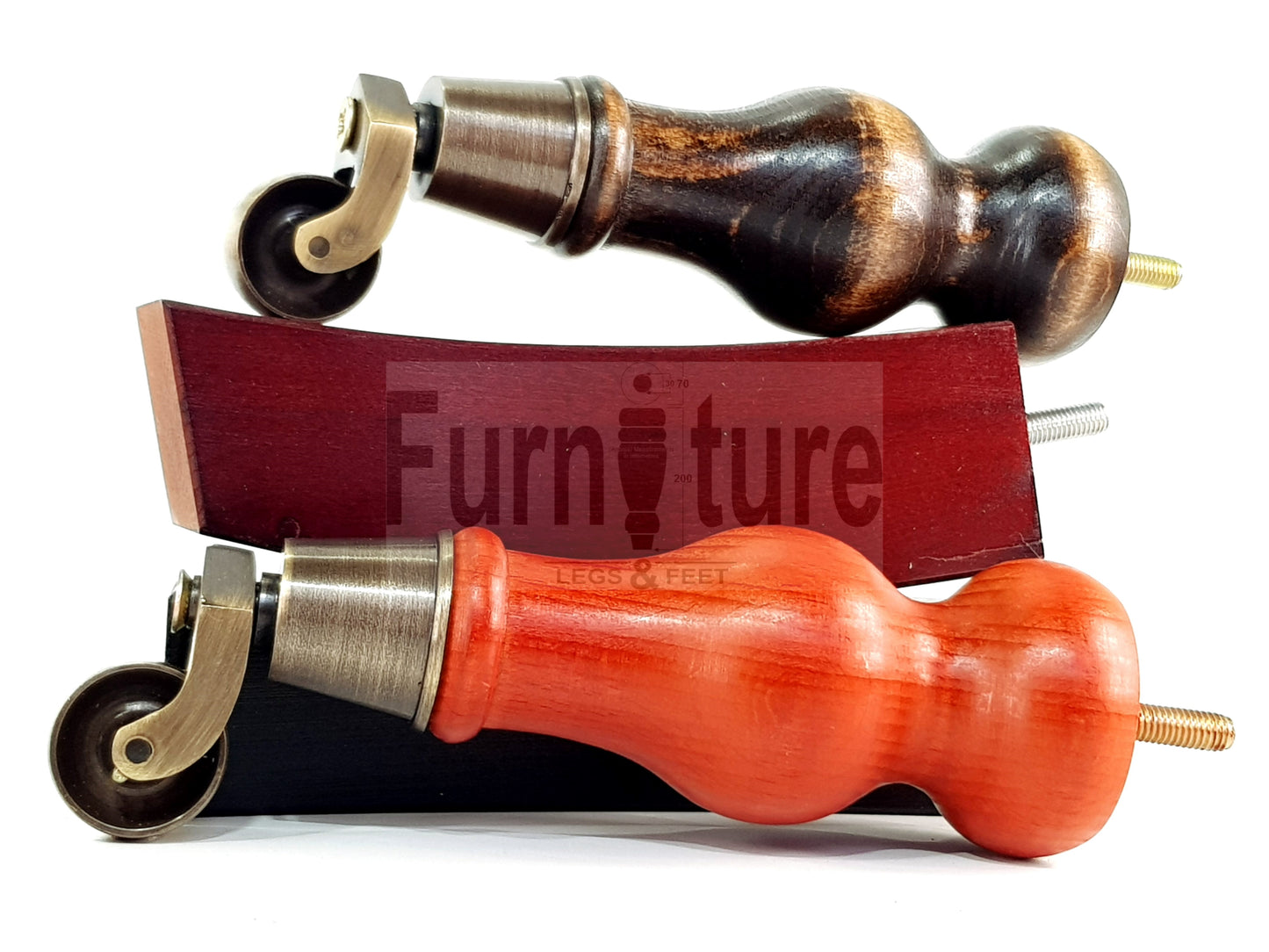 2x Turned Wood Furniture Feet 155mm and 2 Curved Back Legs Sofas Chairs Stools Cabinets Beds M8 6 Inches