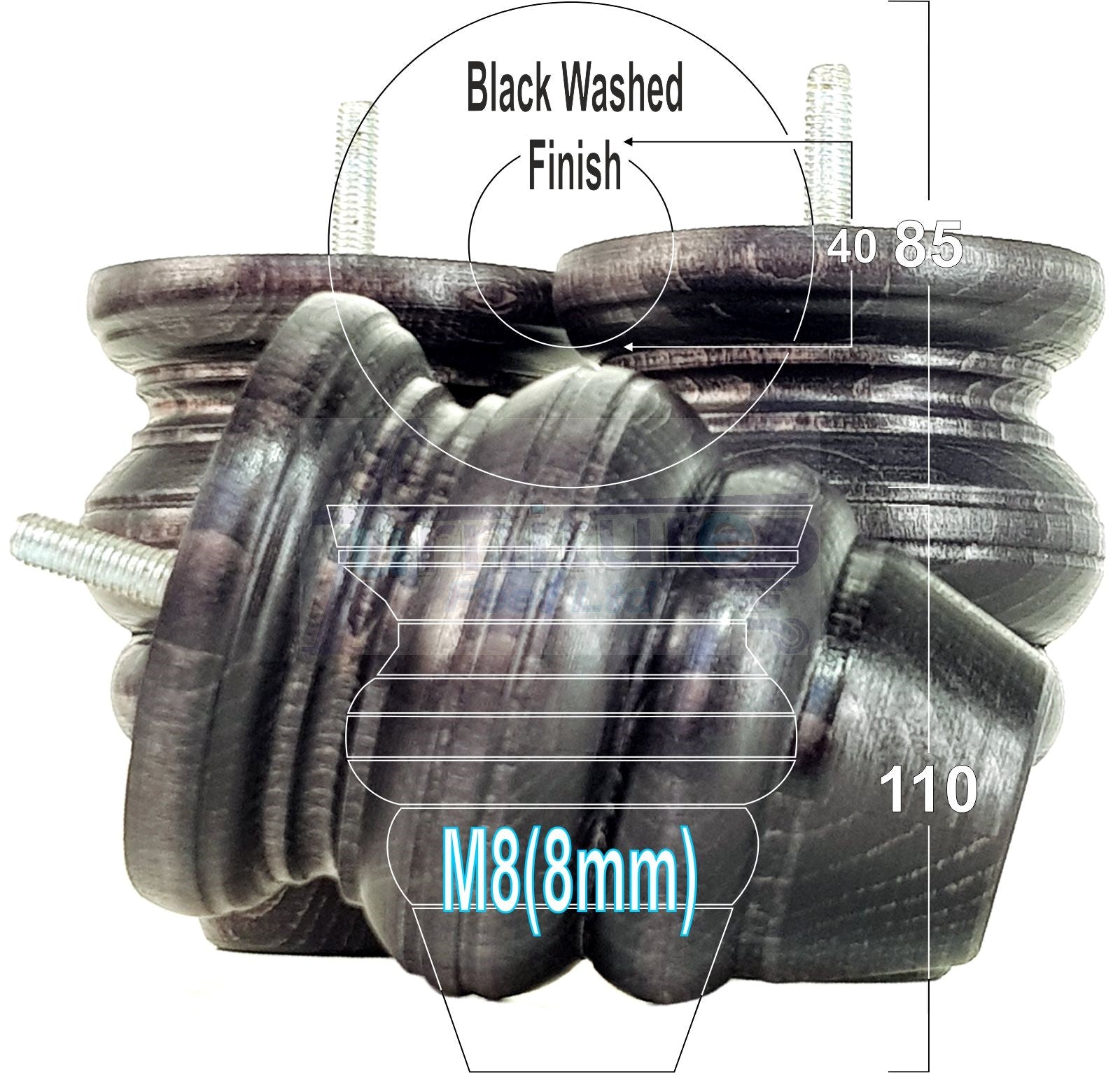 4x Turned Wood Furniture Legs Replacement Feet 110mm High Multiple Colours Chairs Stools Sofa's Beds Settee Cabinets M8