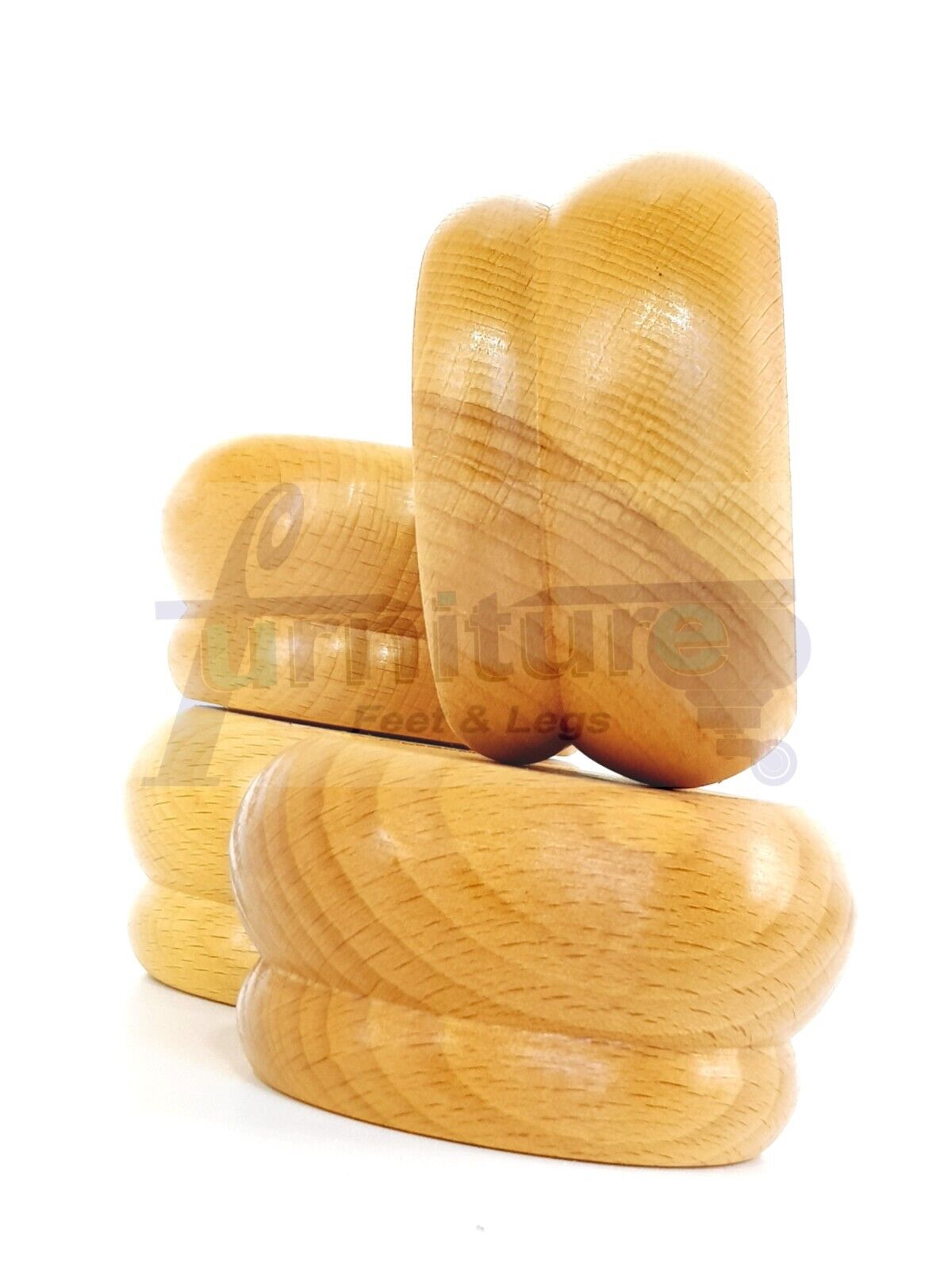 4 Turned Wood Furniture Legs Chair Sofa Stool Bed Replacement Bun Feet 50mm High