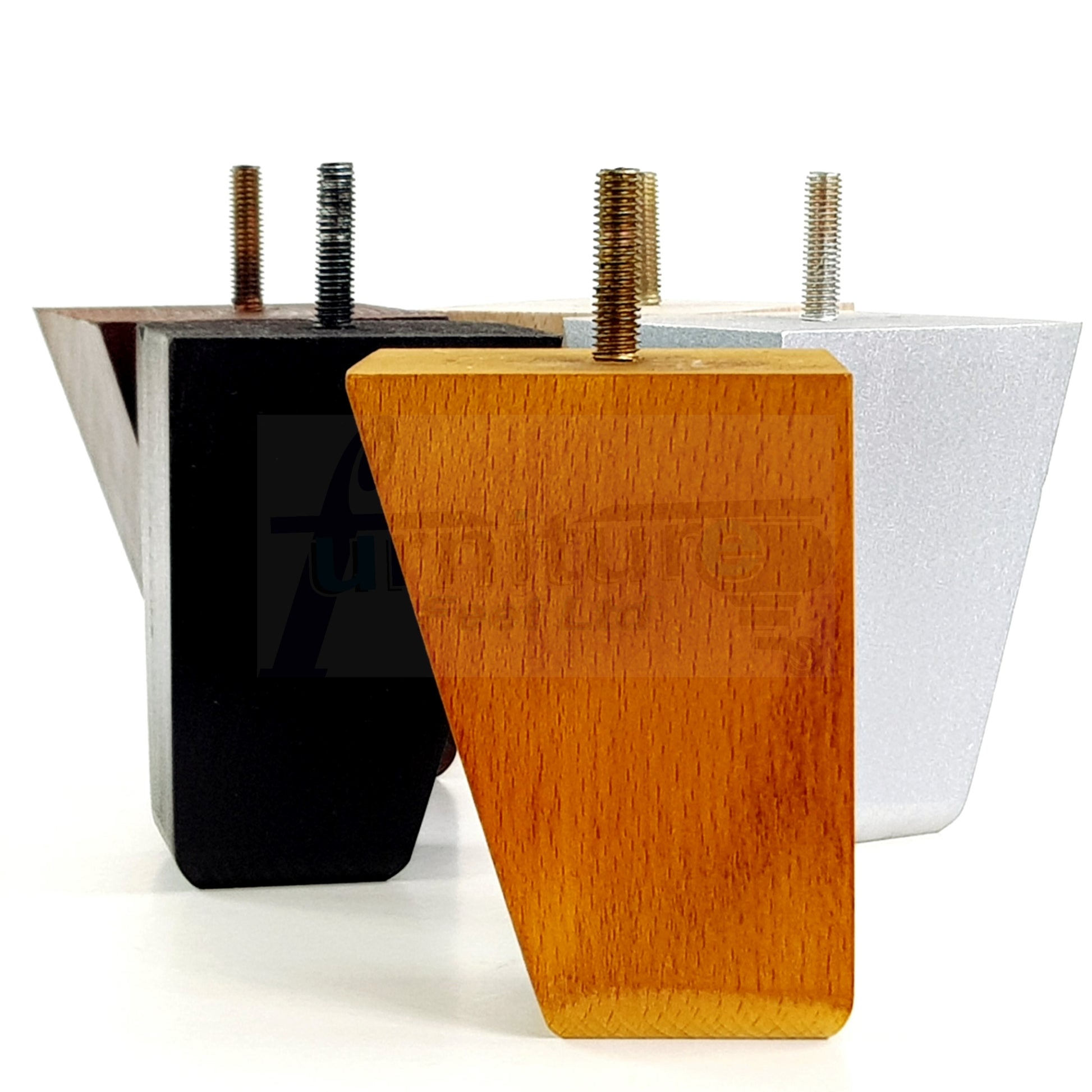 4x Angled Block Wood Sofa Legs 100mm High Replacement Furniture Feet Chairs Cabinets M10 Thread