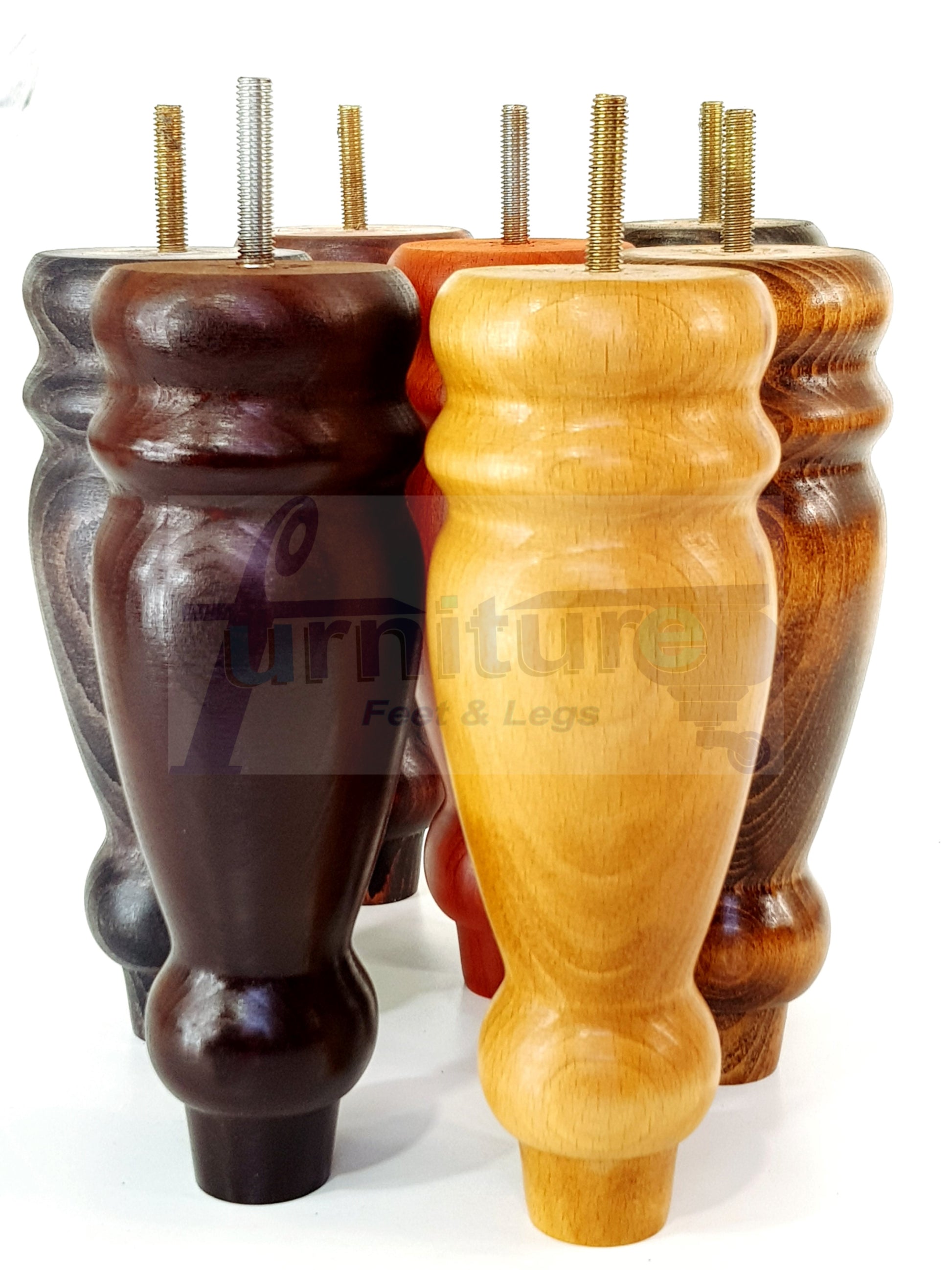 Set Of 4 Turned Furniture Legs Replacement Sofa Feet 200mm Hight M10 Thread