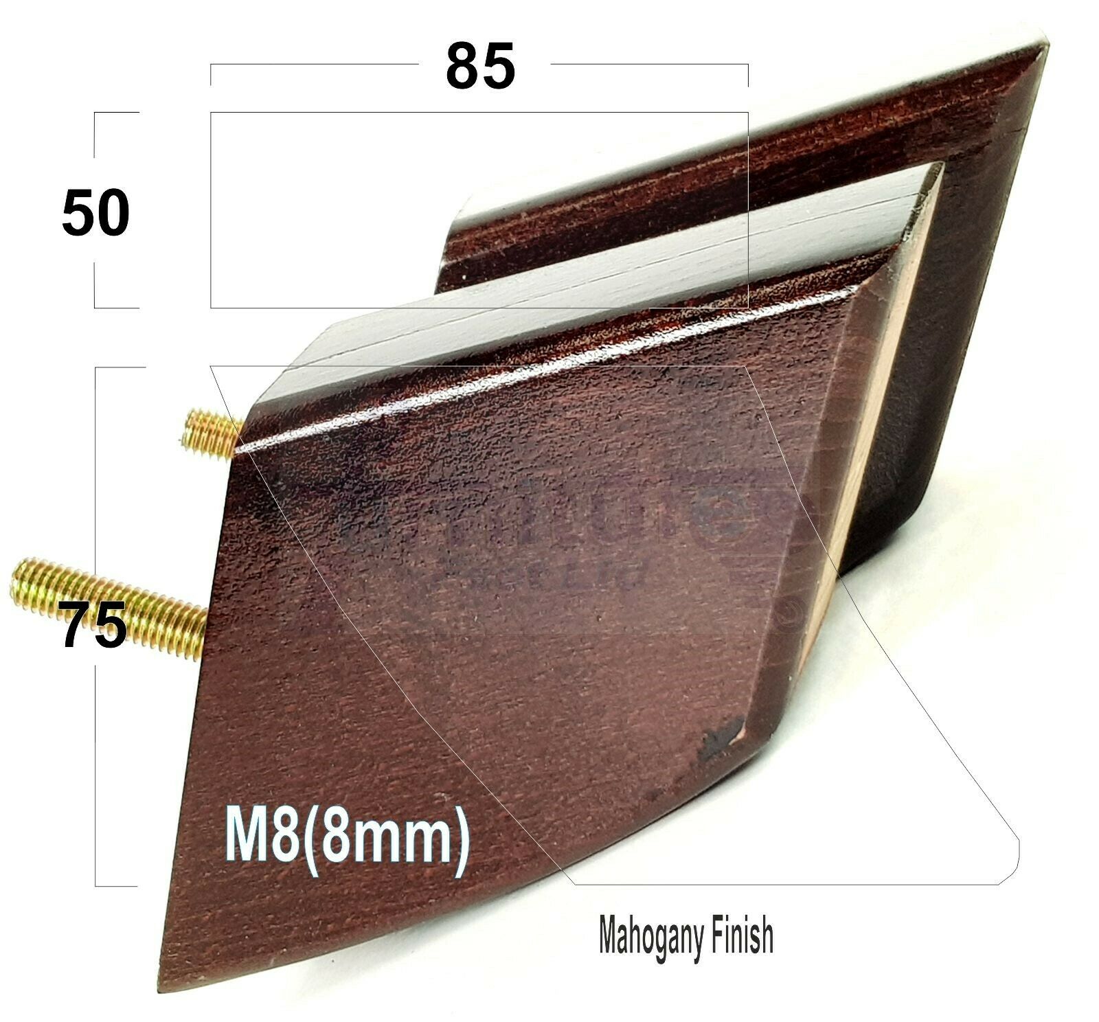 SET OF 4 WOODEN FURNITURE FEET 75mm HIGH REPLACEMENT SOFA LEGS 8mm Thread