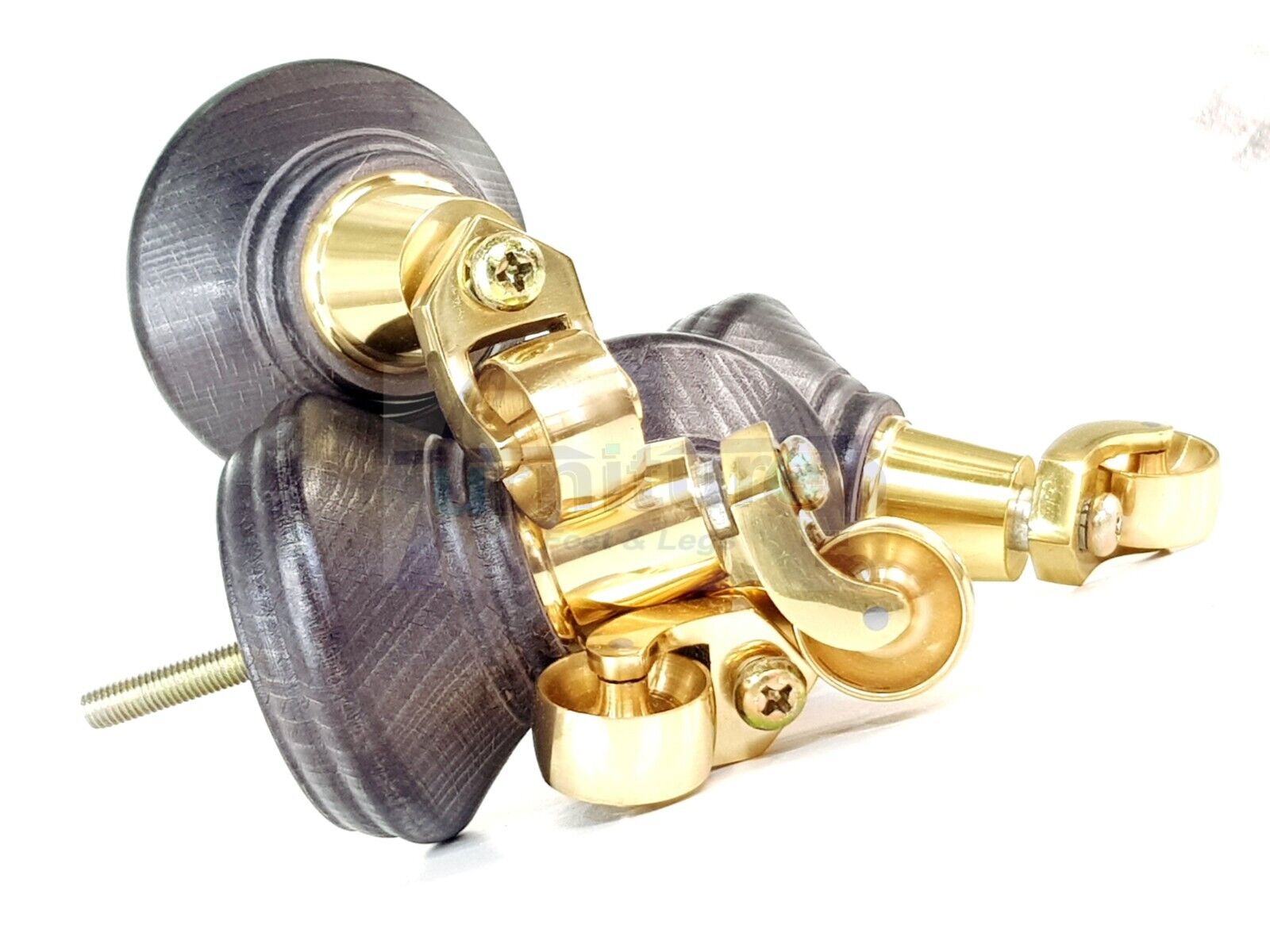 4x Black Stain Wooden Furniture Sofa Legs M8 With Castors Replacment Chair Settee Feet 115mm - 125mm High