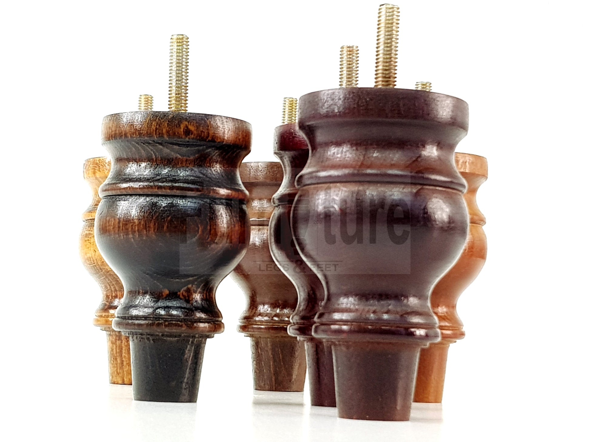 Set Of 4 Turned Beech Wood Furniture Legs 100mm High Sofa Feet 8mm Thread Fixing