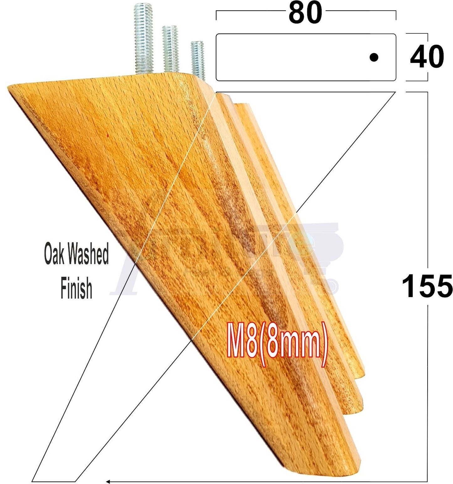 4 Replacement Tapered Feet 155mm High Wood Angled Furniture Legs 6 Inches Tall Chairs Stools Sofa's Beds Settee Cabinets M8