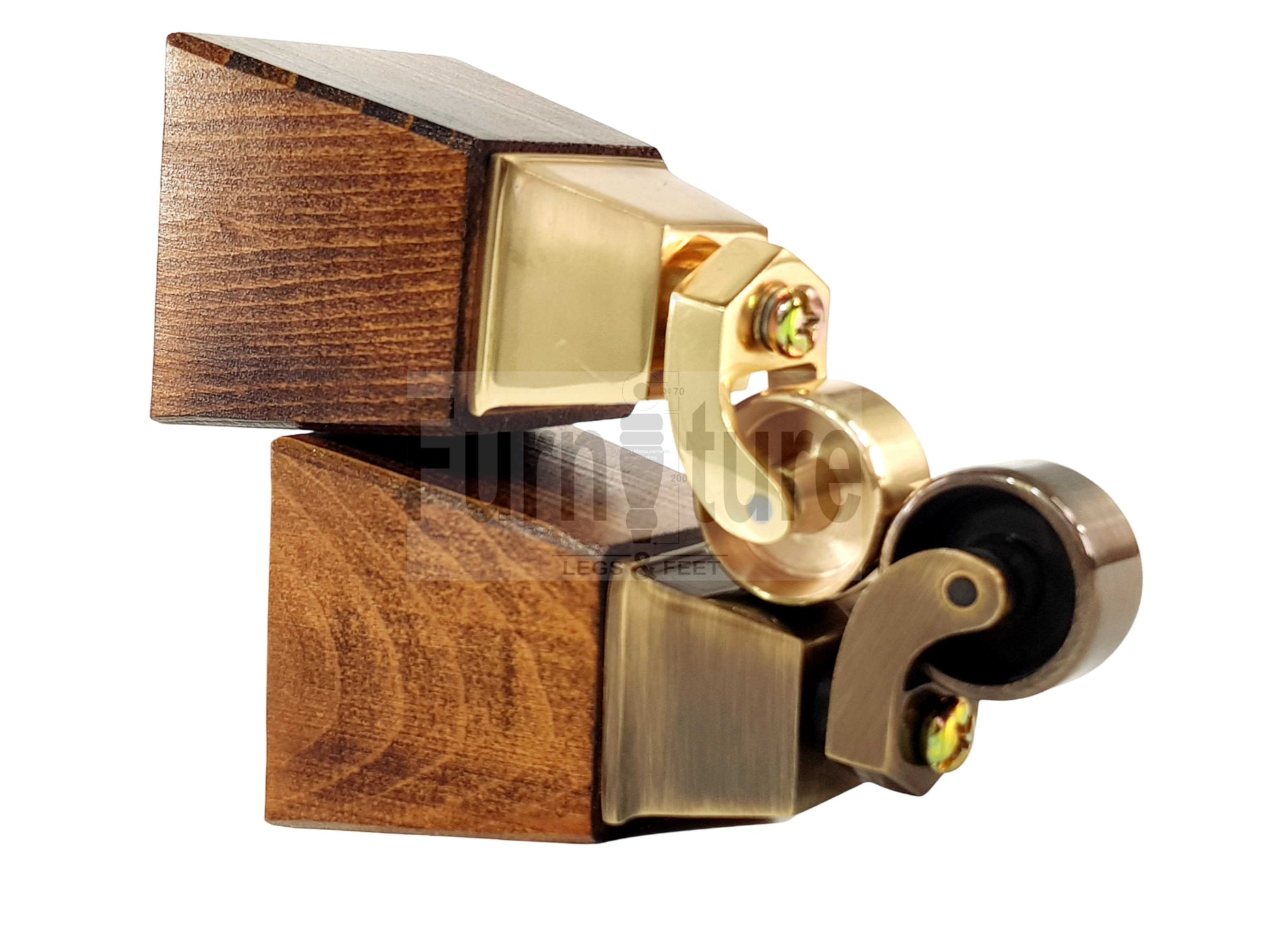 4x Block Wood Furniture Legs With Castor 8mm Thread For Chairs Settees Sofa 150mm High