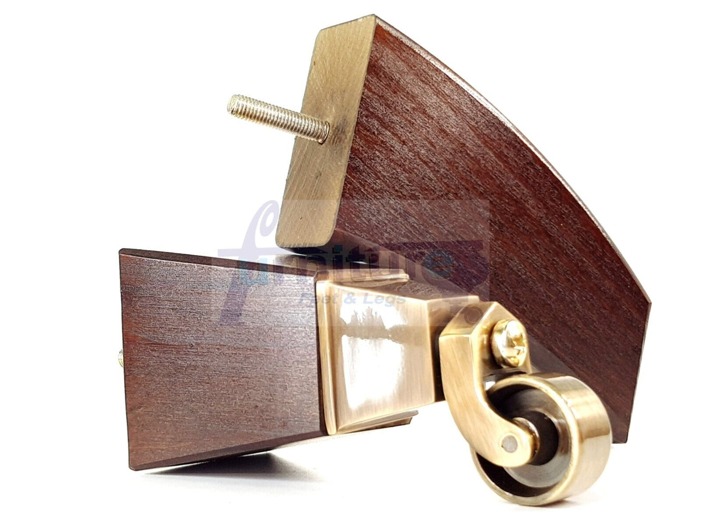 2x Cuved Wood Furniture Legs & 2x Antique Castor Feet 150mm High For Chairs Sofas Settees 8mm Thread