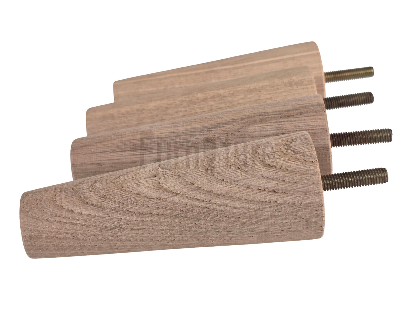 4 Turned Solid Oak Furniture Leg 130mm High M8 Mid Centry Retro Replacement Feet