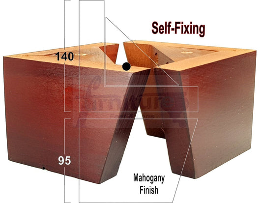 4 Solid Wood Furniture Legs Replacement Corner Feet 95mm High Self-Fixing: Mahogany