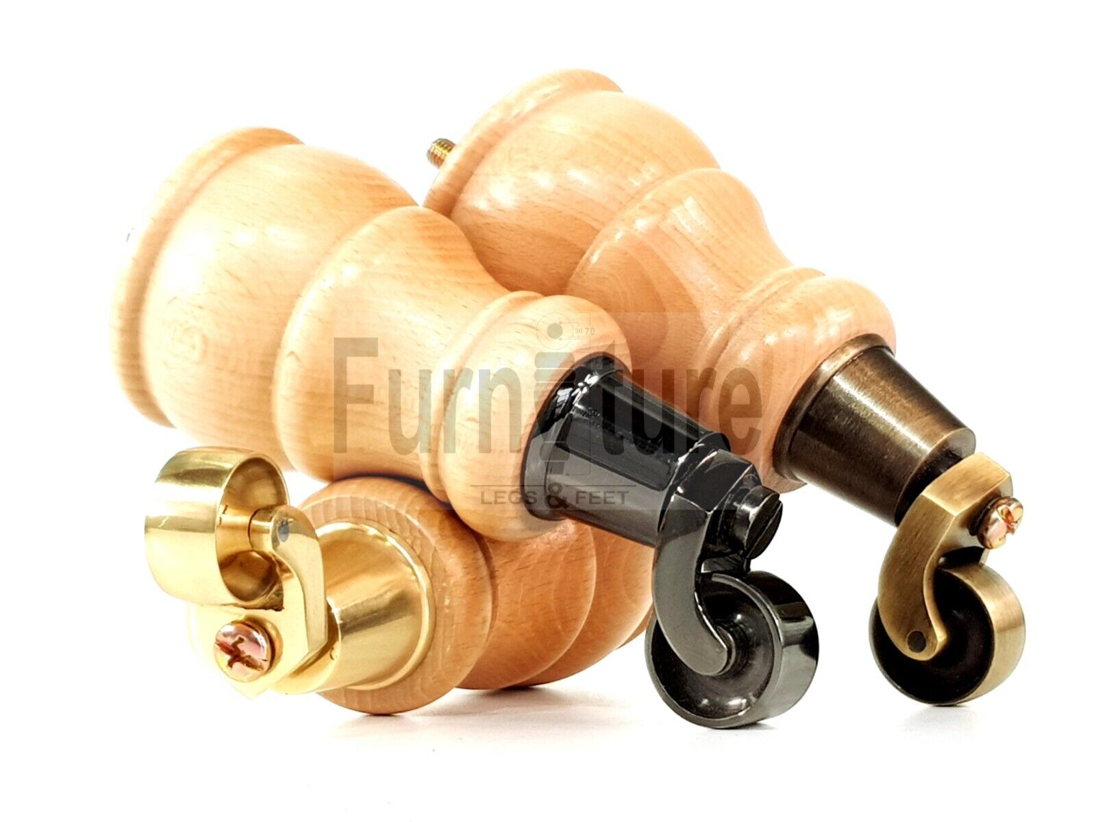 4 Turned Wood Feet Natural Castor Legs Chair Furniture Stools Sofa Chairs M8 160mm 6 Inch High