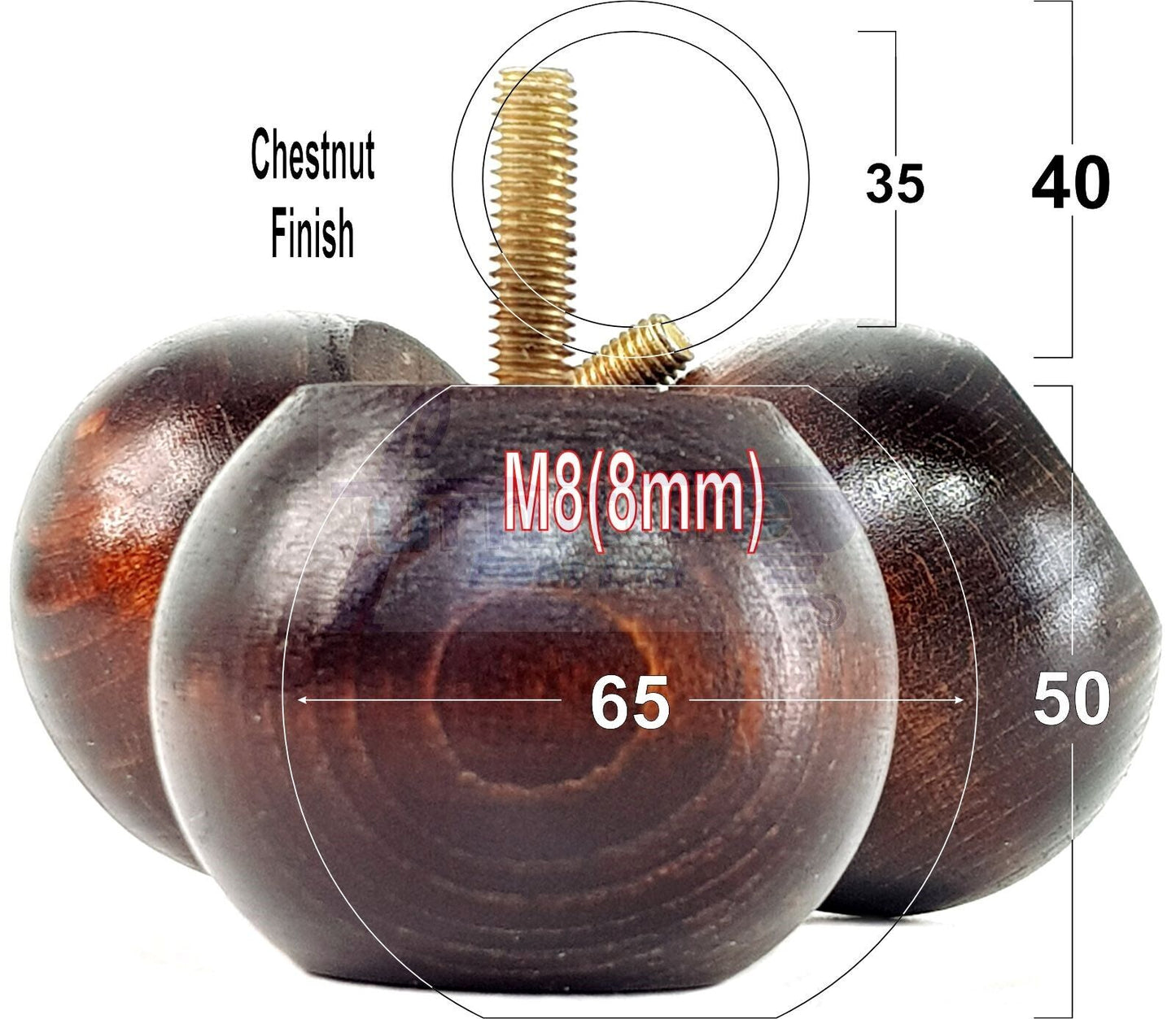 4 Solid Round Wood Turned Furniture Legs Replacement Bun Feet 2 Inches 50mm High Chairs Sofa Beds Settee M8 