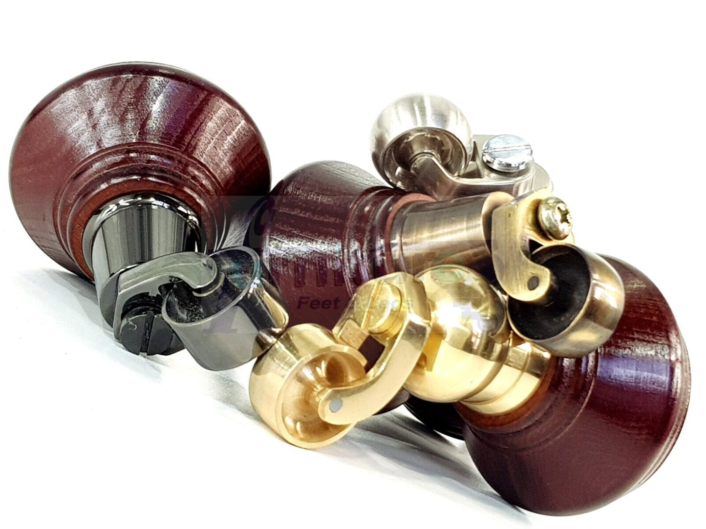 4x Mahogany Wooden Furniture Sofa Legs M8 With Castors Replacment Chair Settee Feet 115mm - 125mm High