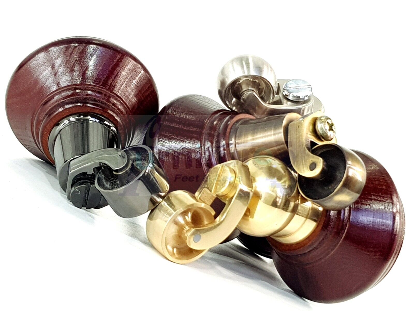 4x Mahogany Wooden Furniture Sofa Legs M8 With Castors Replacment Chair Settee Feet 115mm - 125mm High