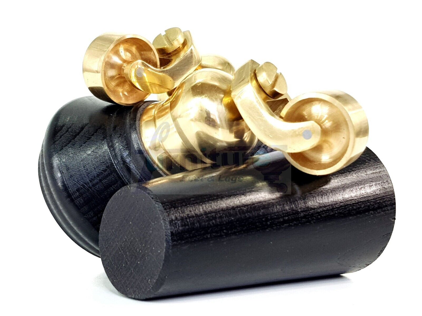 2 Black Wood Furniture Sofa Legs With Castor 125mm & 2 Angled Back Feet Chair Settee 100mm High M8