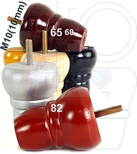 4x Turned Wood Repacement Furniture Legs M10 Thread Sofa Chair Settee Feet 82mm