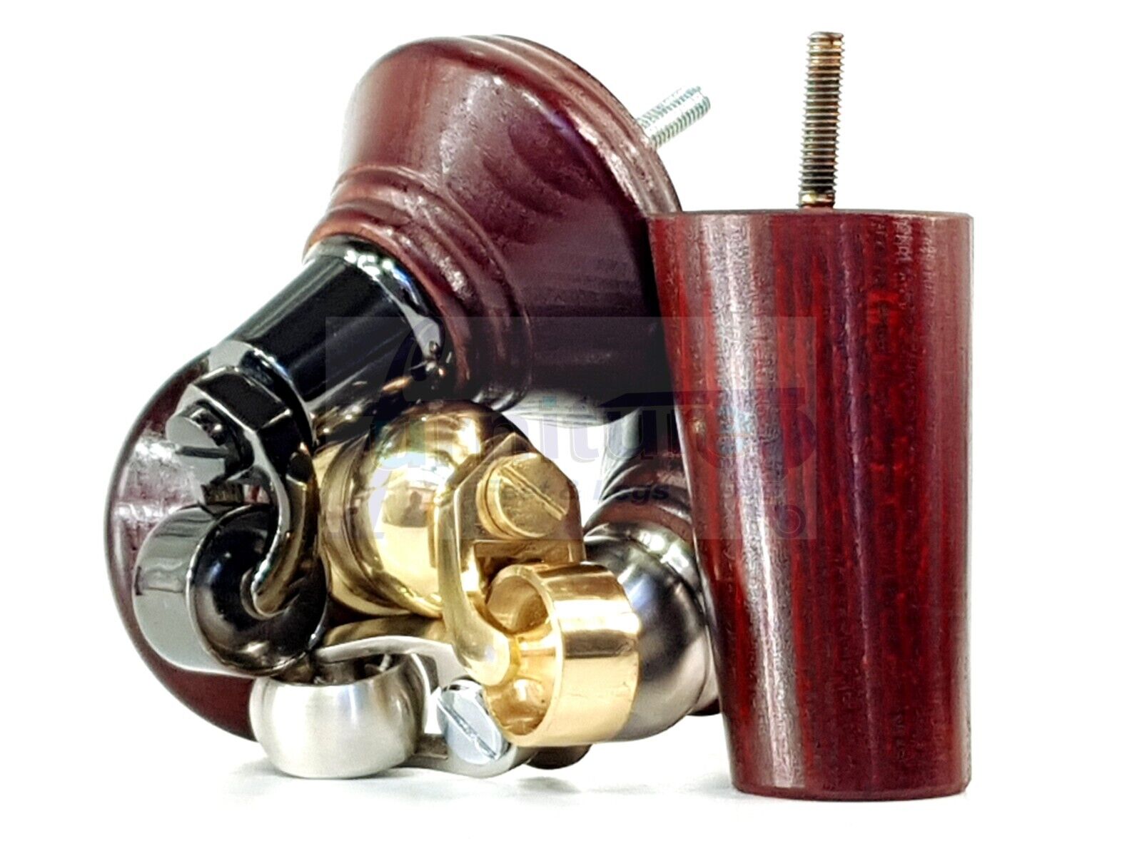 2 Mahogany Wood Furniture Sofa Legs With Castor 125mm & 2 Angled Back Feet Chair Settee 100mm High M8