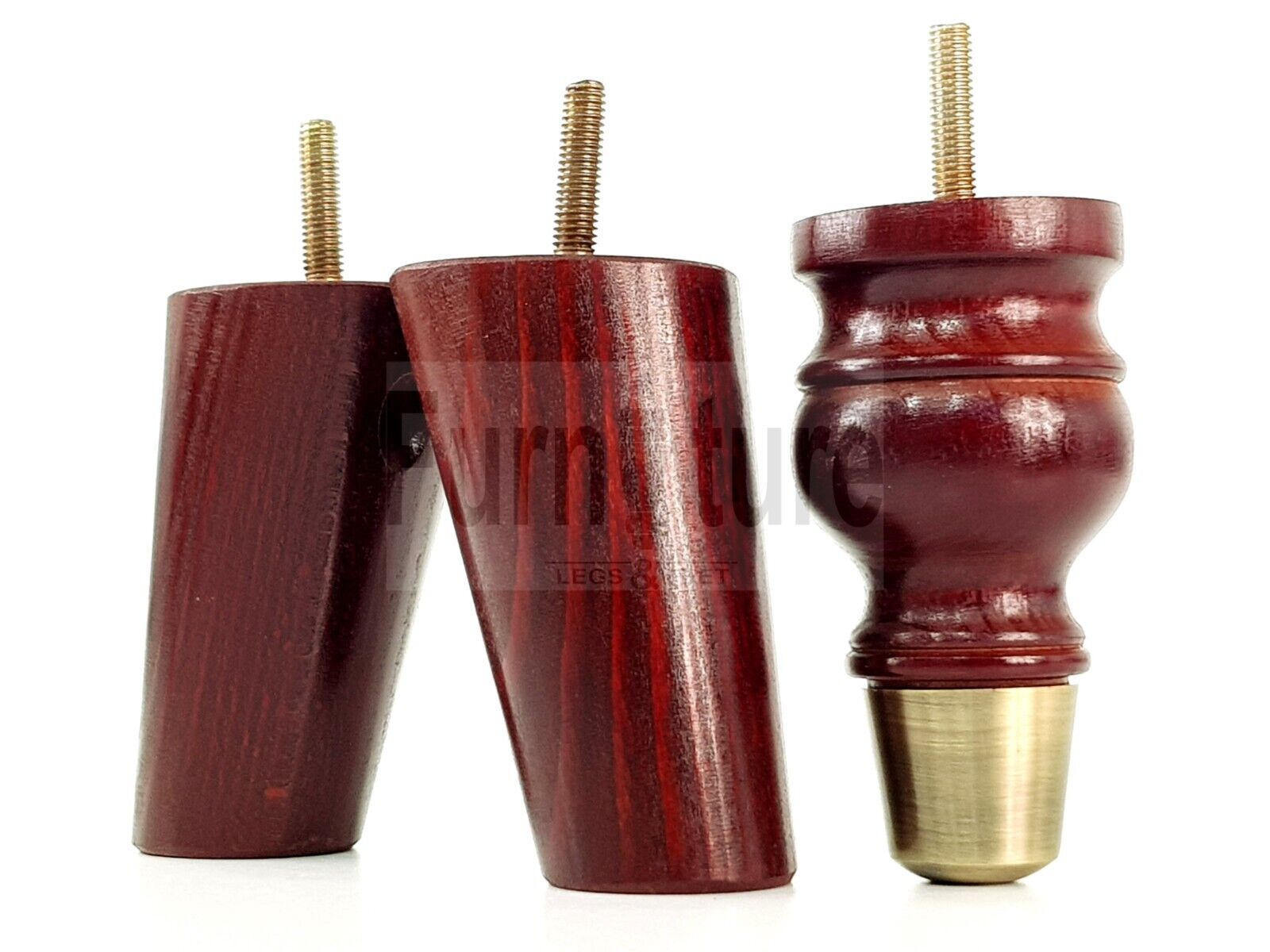 4x Wood Furniture Feet 2 With Brass Slipper Cup M8 Chair Sofa Settee Legs 110mm