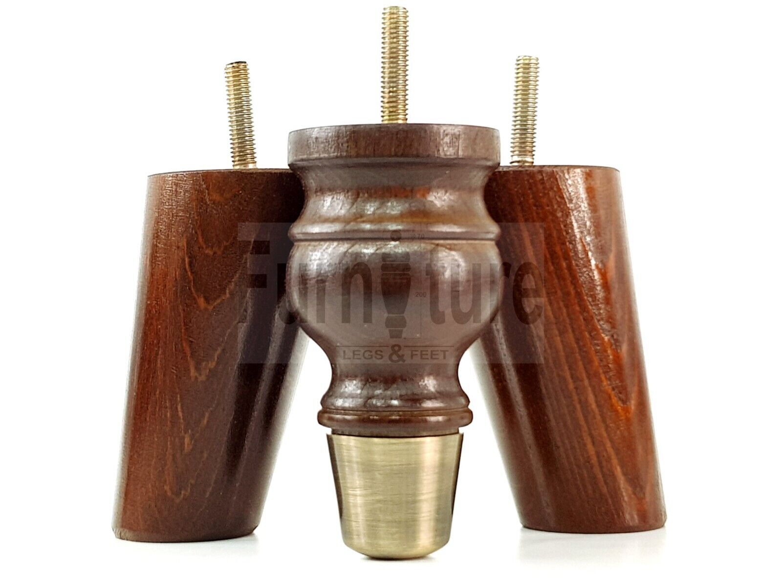 4x Wood Furniture Feet 2 With Brass Slipper Cup M8 Chair Sofa Settee Legs 110mm