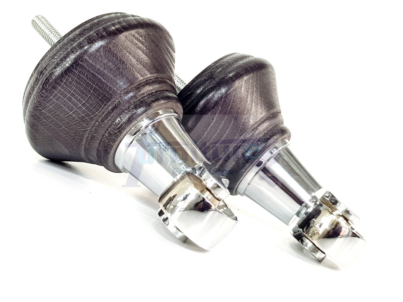 4x Black Stain Wooden Furniture Sofa Legs M8 With Castors Replacment Chair Settee Feet 115mm - 125mm High