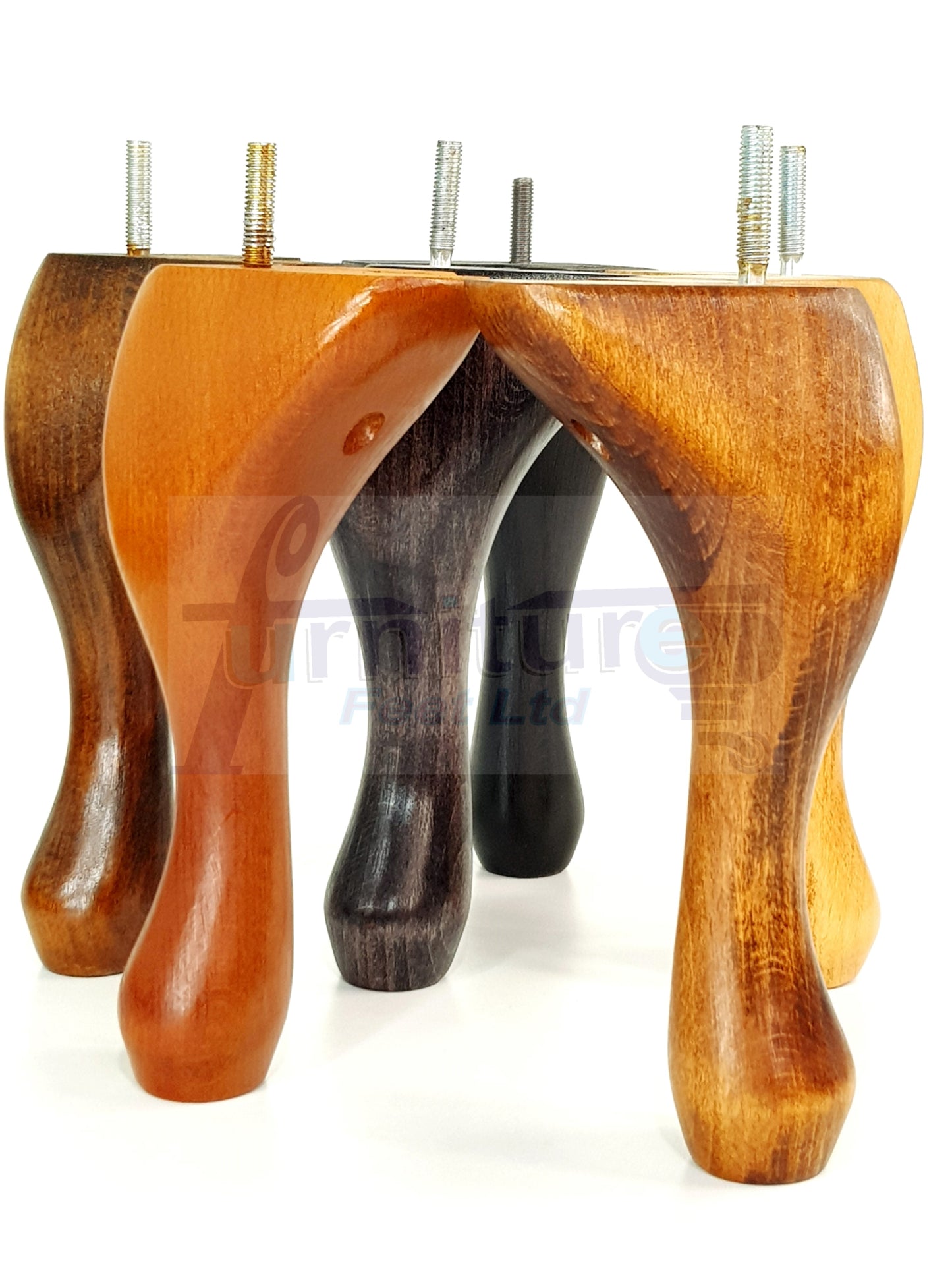 4 Solid Wood Furniture Legs 225mm High Queen Anne Replacement Feet Chairs Settees Sofas M10 Thread