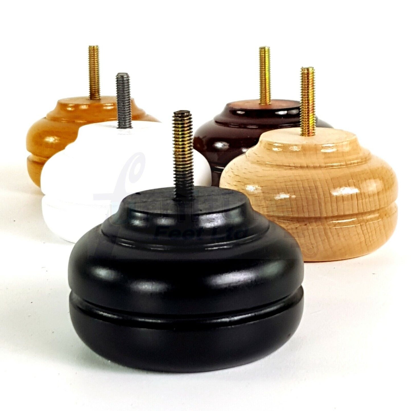 4 Wood Turned Replacement Furniture Legs Sofa, Chair, Settee Feet 55mm High M10 Thread
