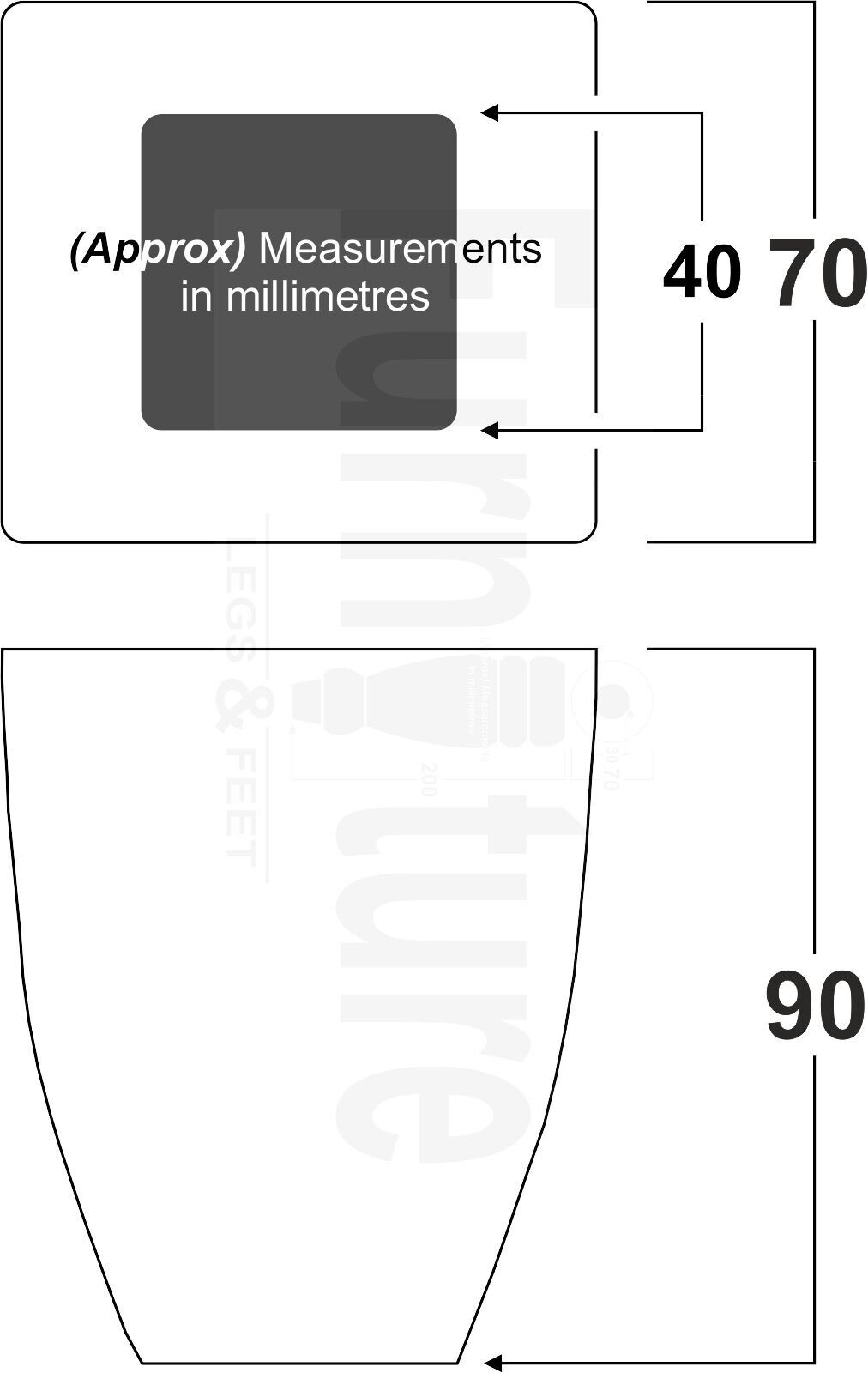 Set Of 4 Solid Wooden Block Furniture Feet Replacement Legs 90mm High M8(8mm)