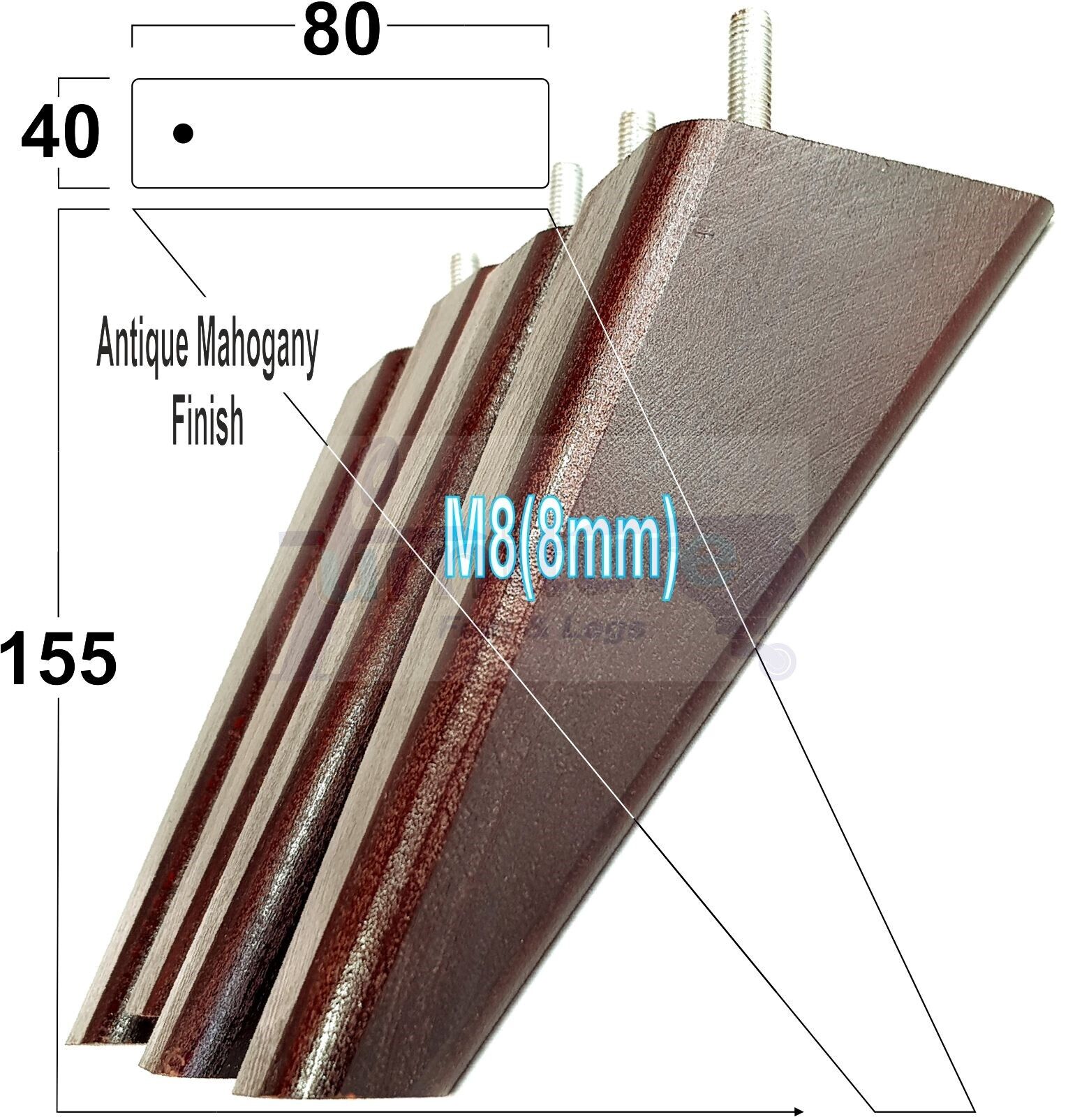 4 Replacement Tapered Feet 155mm High Wood Angled Furniture Legs 6 Inches Tall Chairs Stools Sofa's Beds Settee Cabinets M8