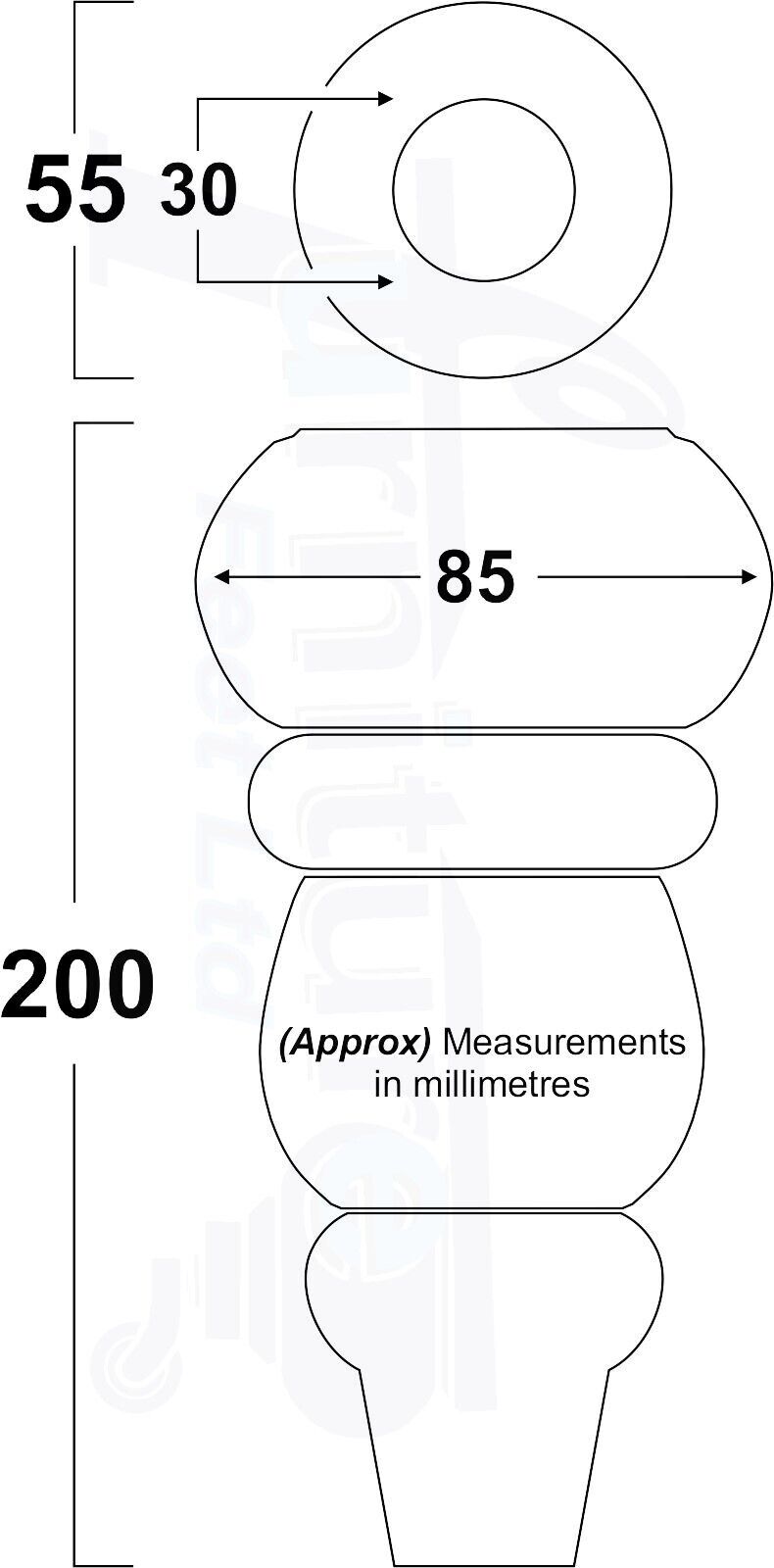 4 Solid Wood Furniture Legs Replacement Turned Feet 200mm High M8(8mm) Thread: Black