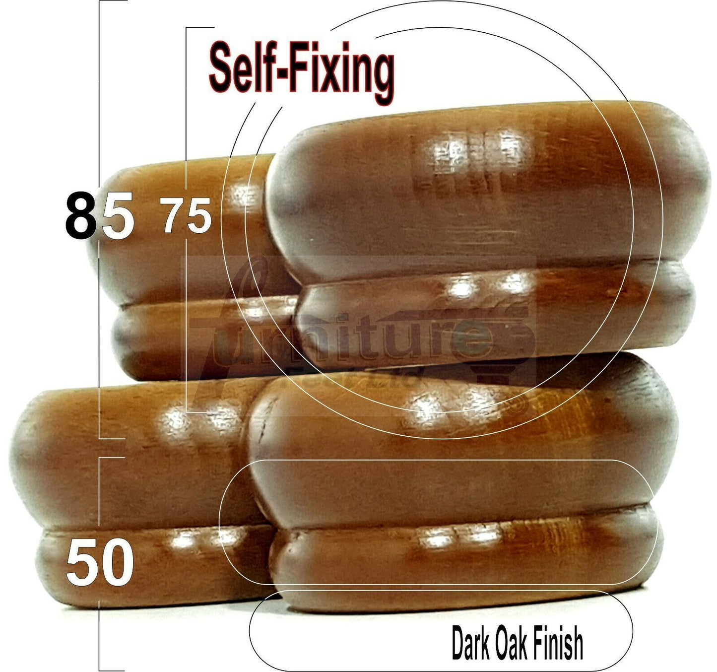 4 Turned Wood Furniture Legs Chair Sofa Stool Bed Replacement Bun Feet 50mm High