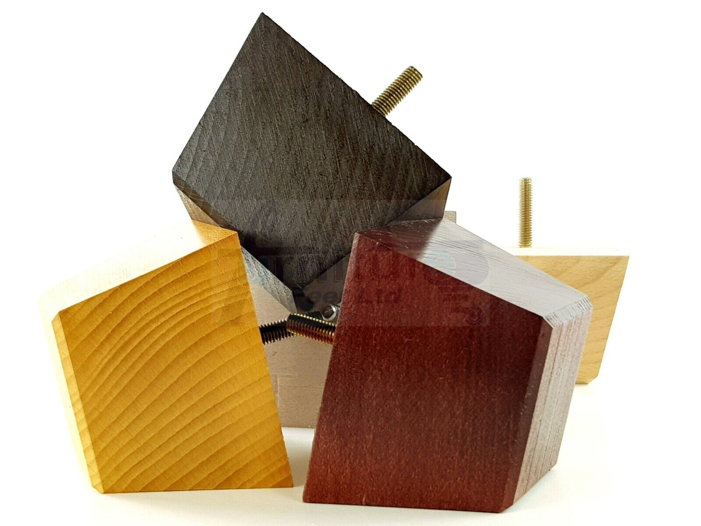 4x Square Wood Sofa Legs 60mm High Replacement Furniture Feet Chairs Cabinets M8 